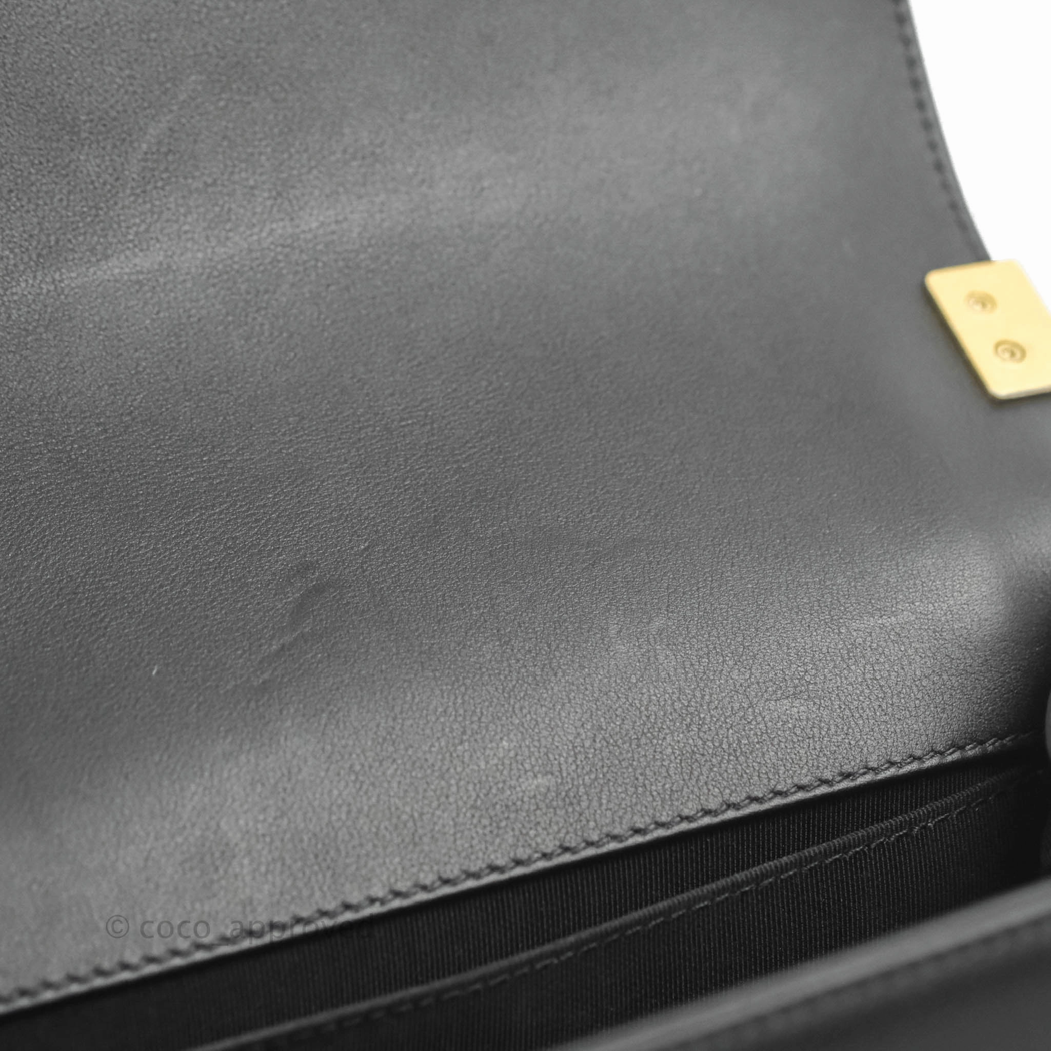 Chanel Quilted Medium Boy Black Calfskin Aged Gold Hardware