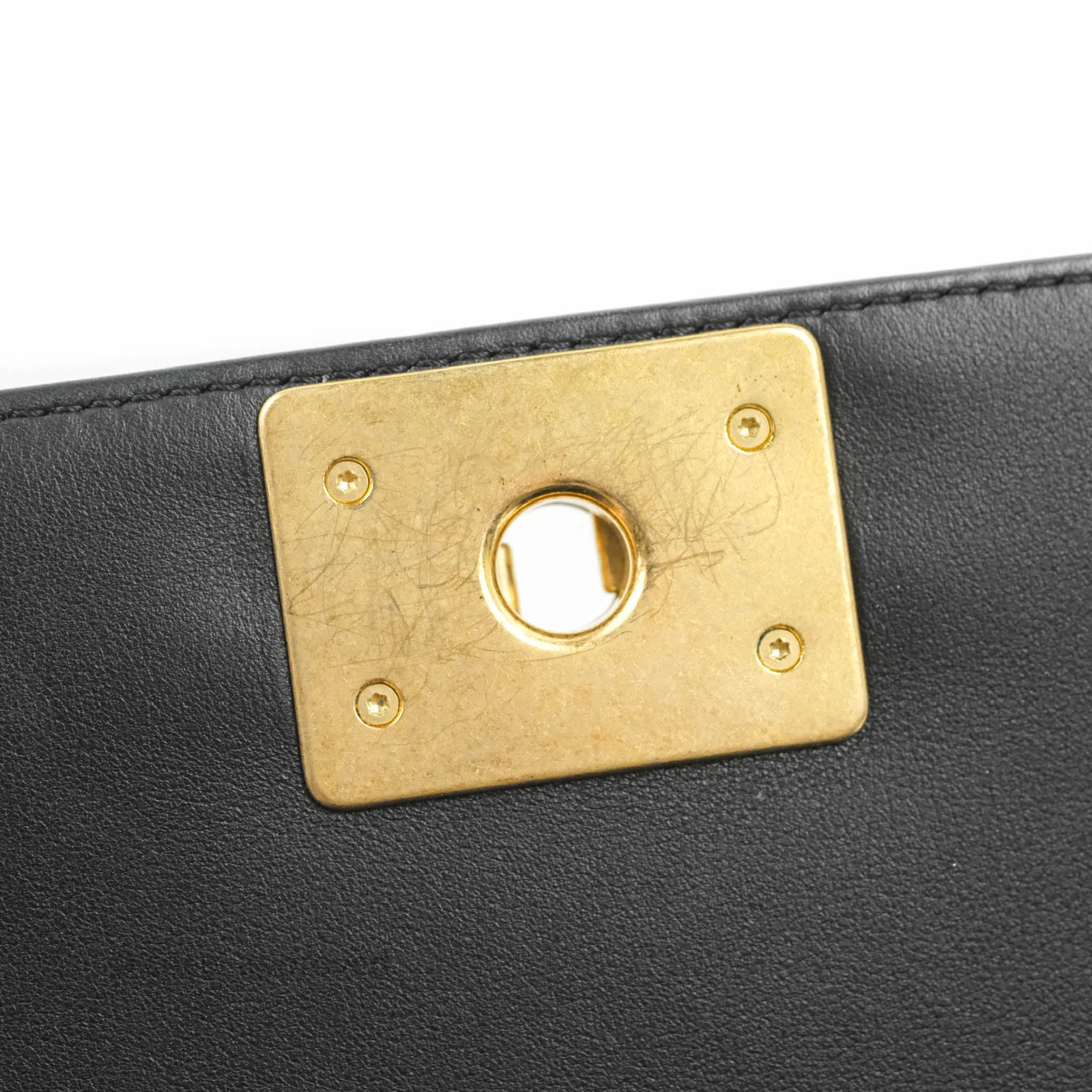 Chanel Quilted Medium Boy Black Calfskin Aged Gold Hardware
