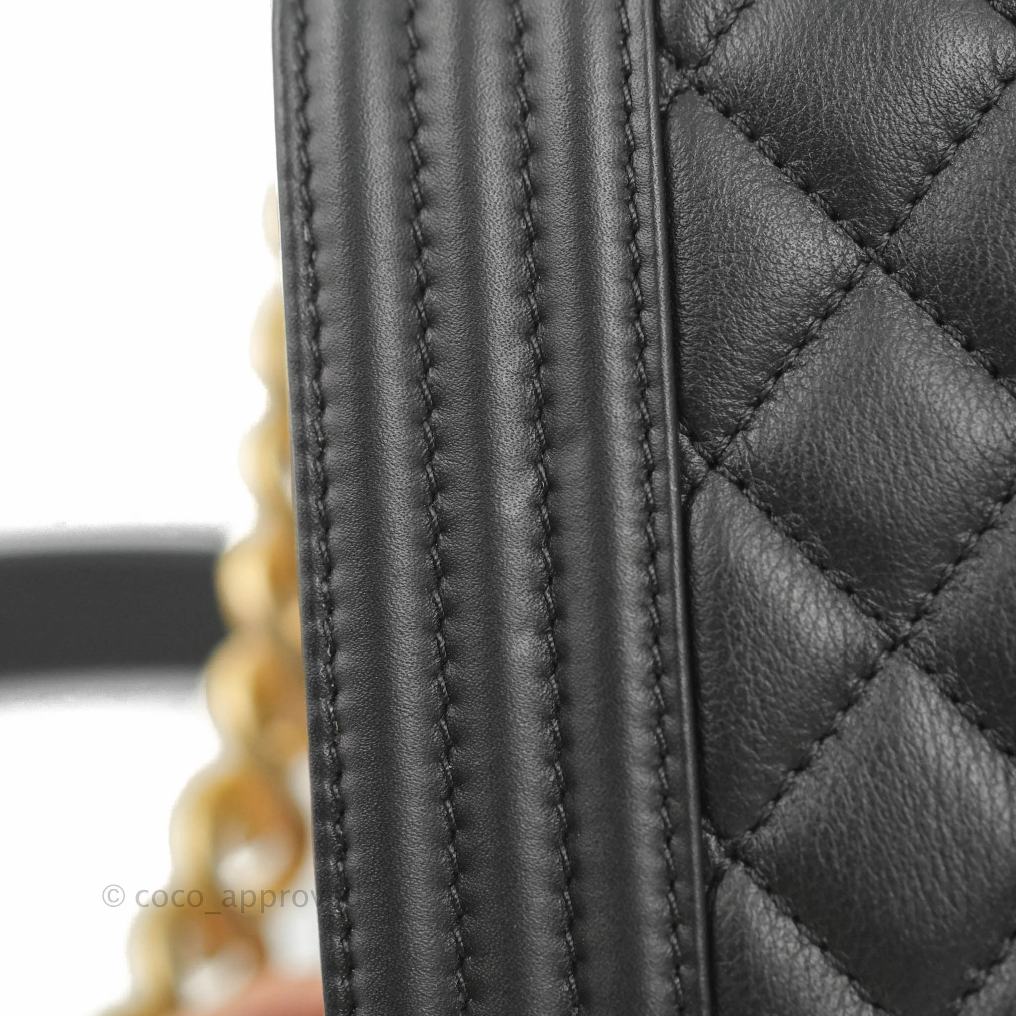 Chanel Quilted Medium Boy Black Calfskin Aged Gold Hardware