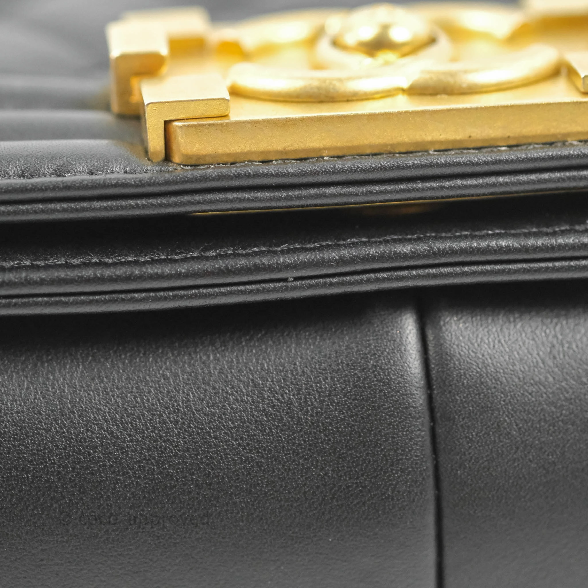 Chanel Quilted Medium Boy Black Calfskin Aged Gold Hardware