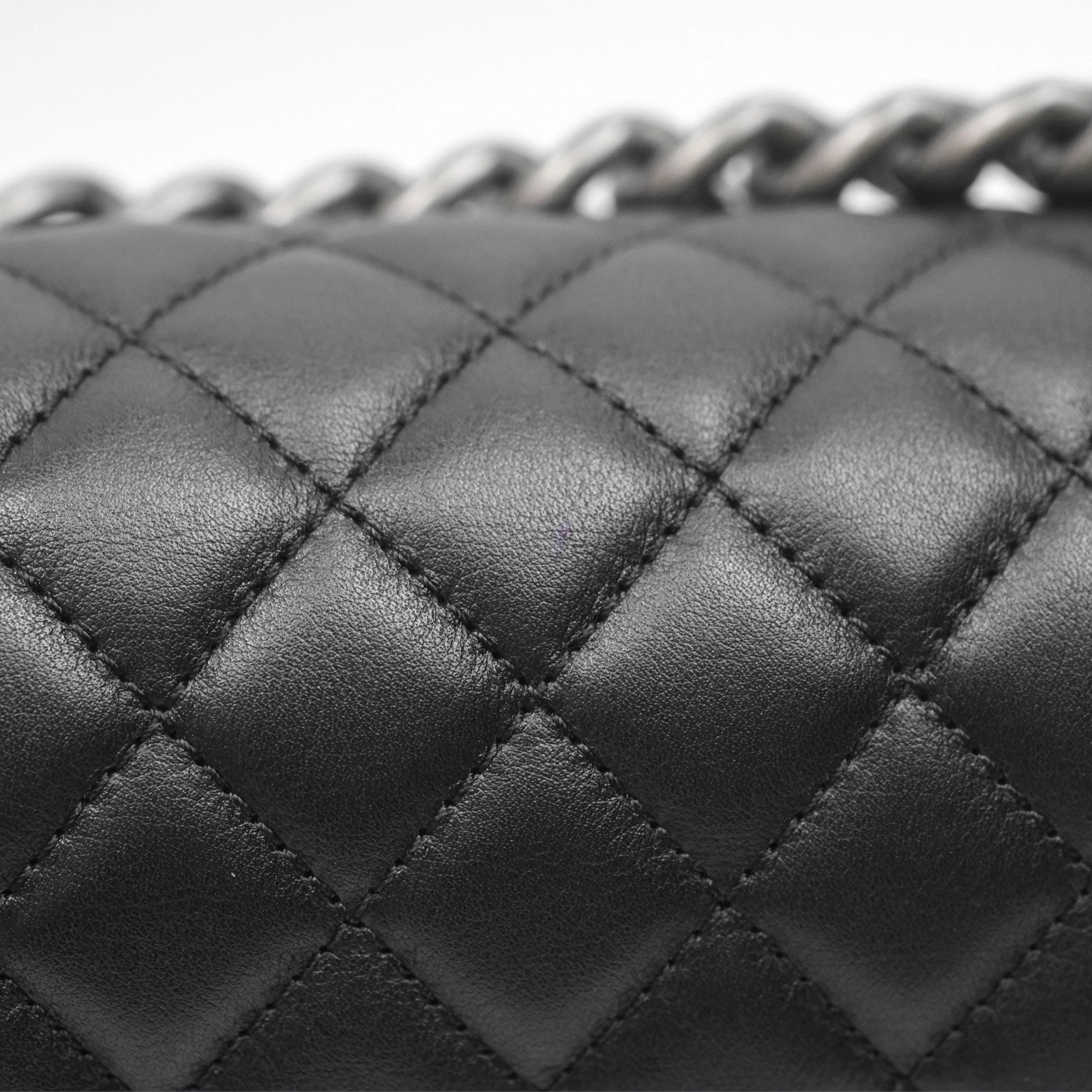 Chanel Quilted Medium Boy Black Calfskin Ruthenium Hardware