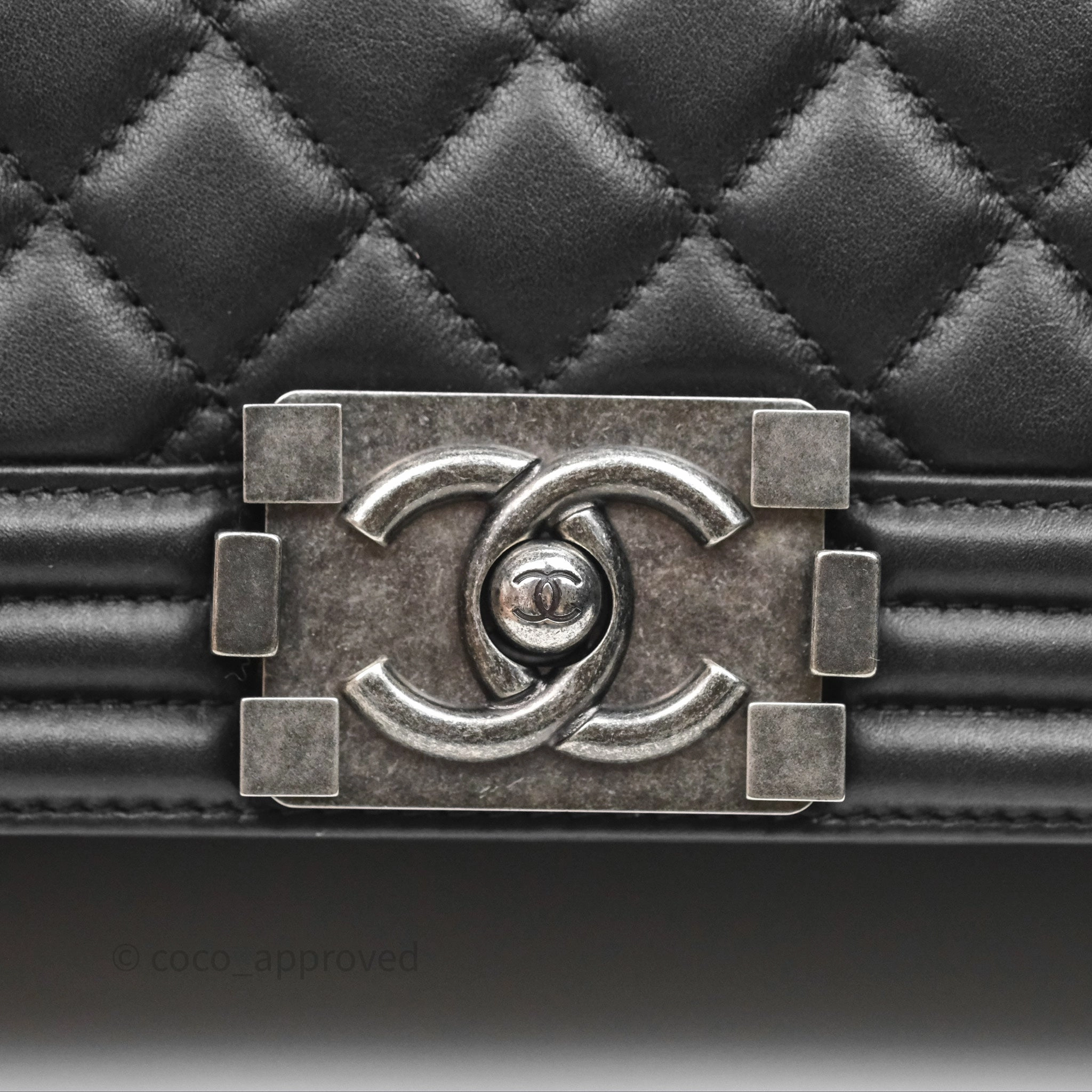 Chanel Quilted Medium Boy Black Calfskin Ruthenium Hardware