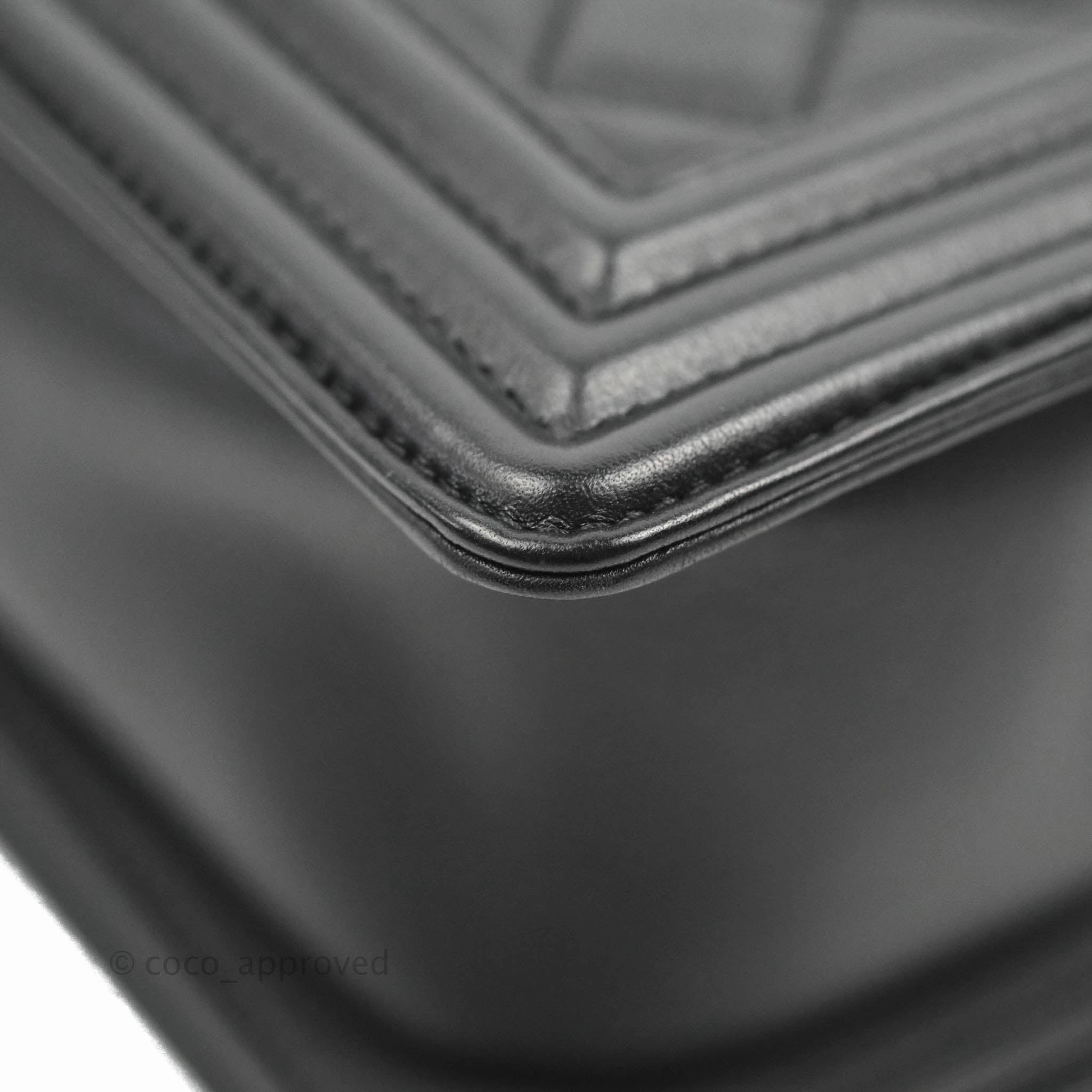 Chanel Quilted Medium Boy Black Calfskin Ruthenium Hardware