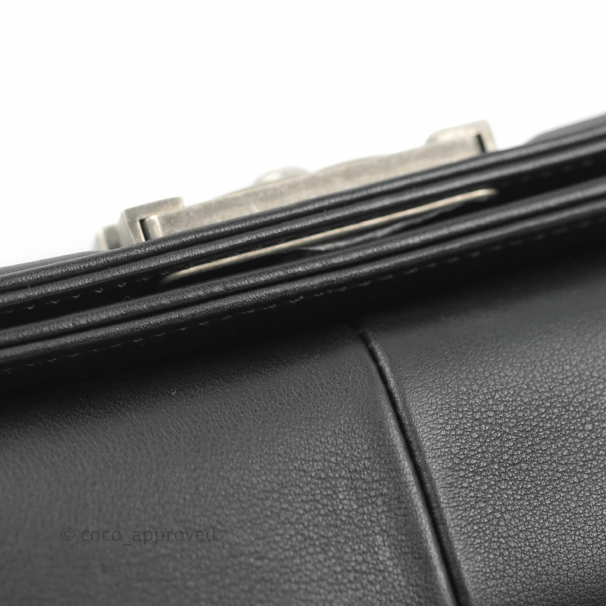 Chanel Quilted Medium Boy Black Calfskin Ruthenium Hardware