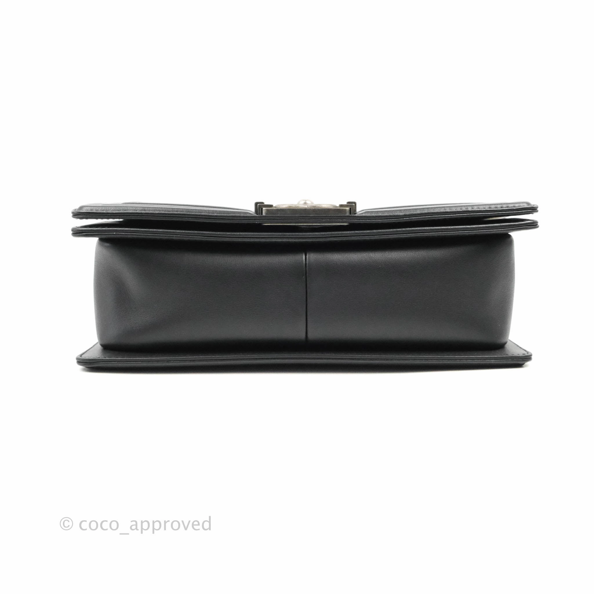 Chanel Quilted Medium Boy Black Calfskin Ruthenium Hardware
