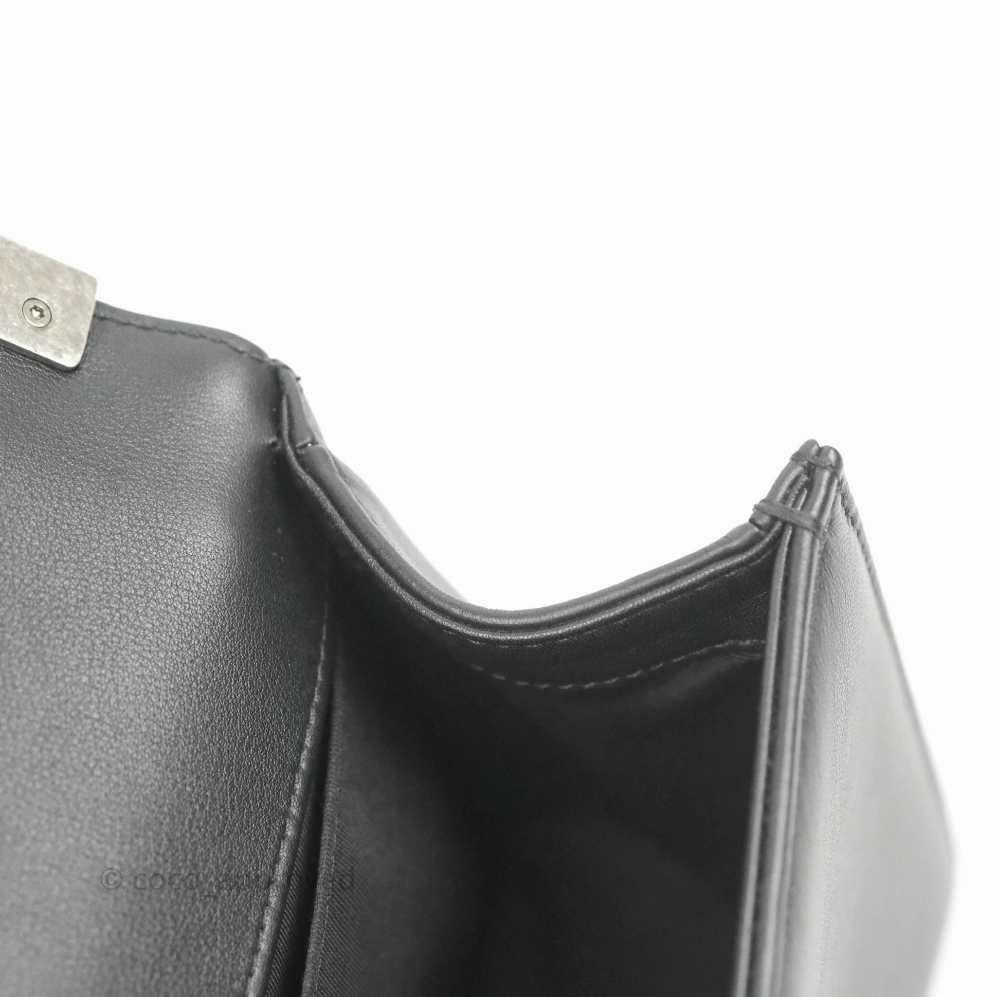 Chanel Quilted Medium Boy Black Calfskin Ruthenium Hardware
