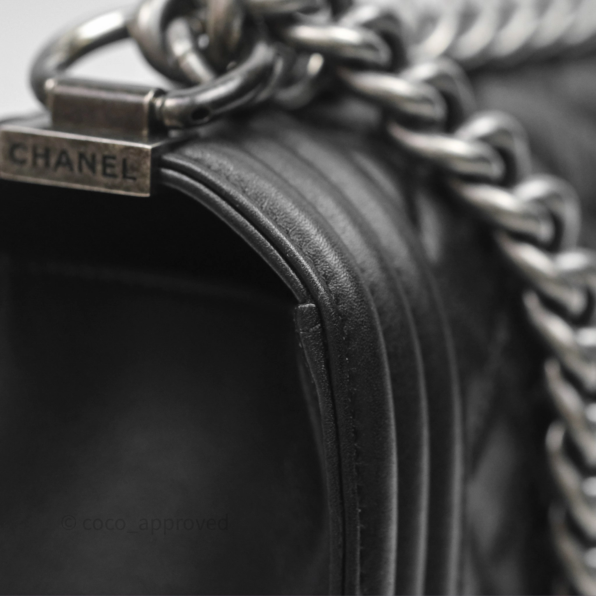 Chanel Quilted Medium Boy Black Calfskin Ruthenium Hardware