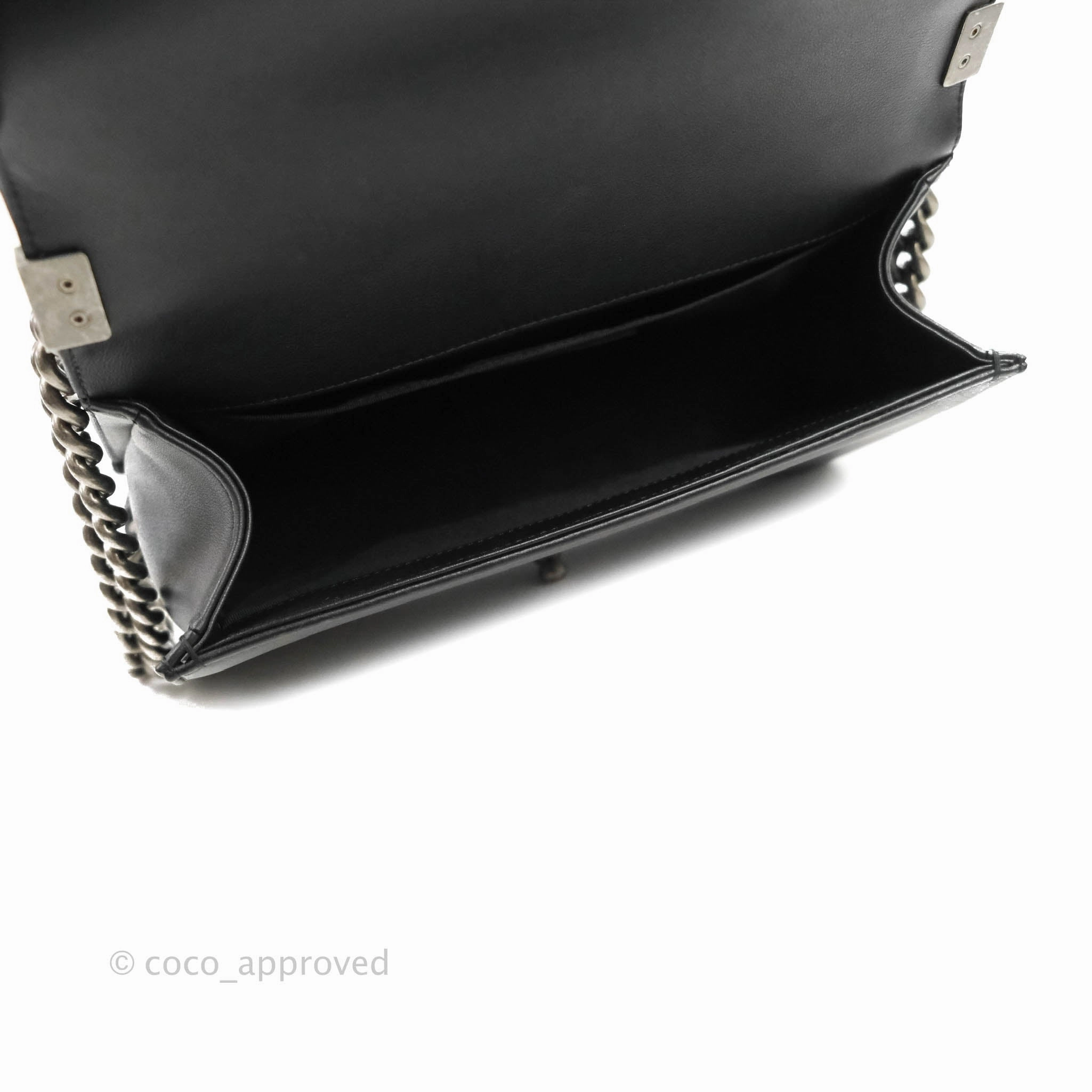 Chanel Quilted Medium Boy Black Calfskin Ruthenium Hardware