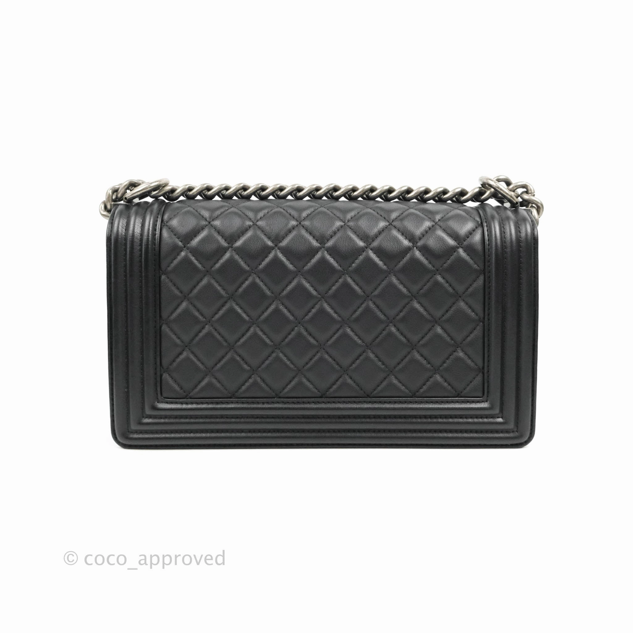 Chanel Quilted Medium Boy Black Calfskin Ruthenium Hardware