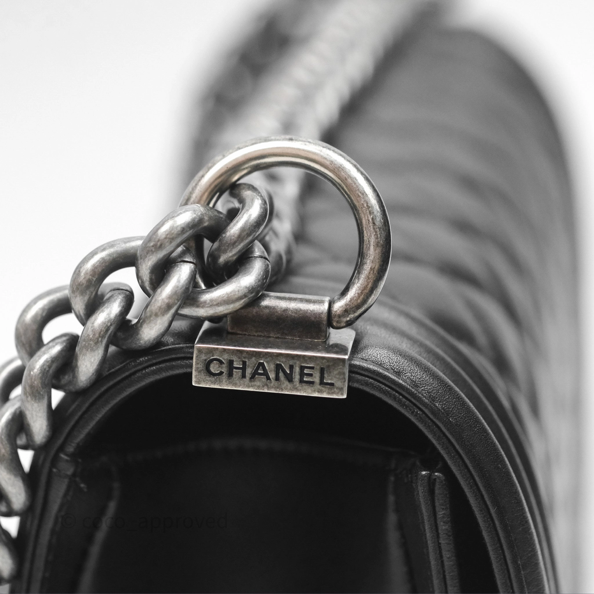 Chanel Quilted Medium Boy Black Calfskin Ruthenium Hardware