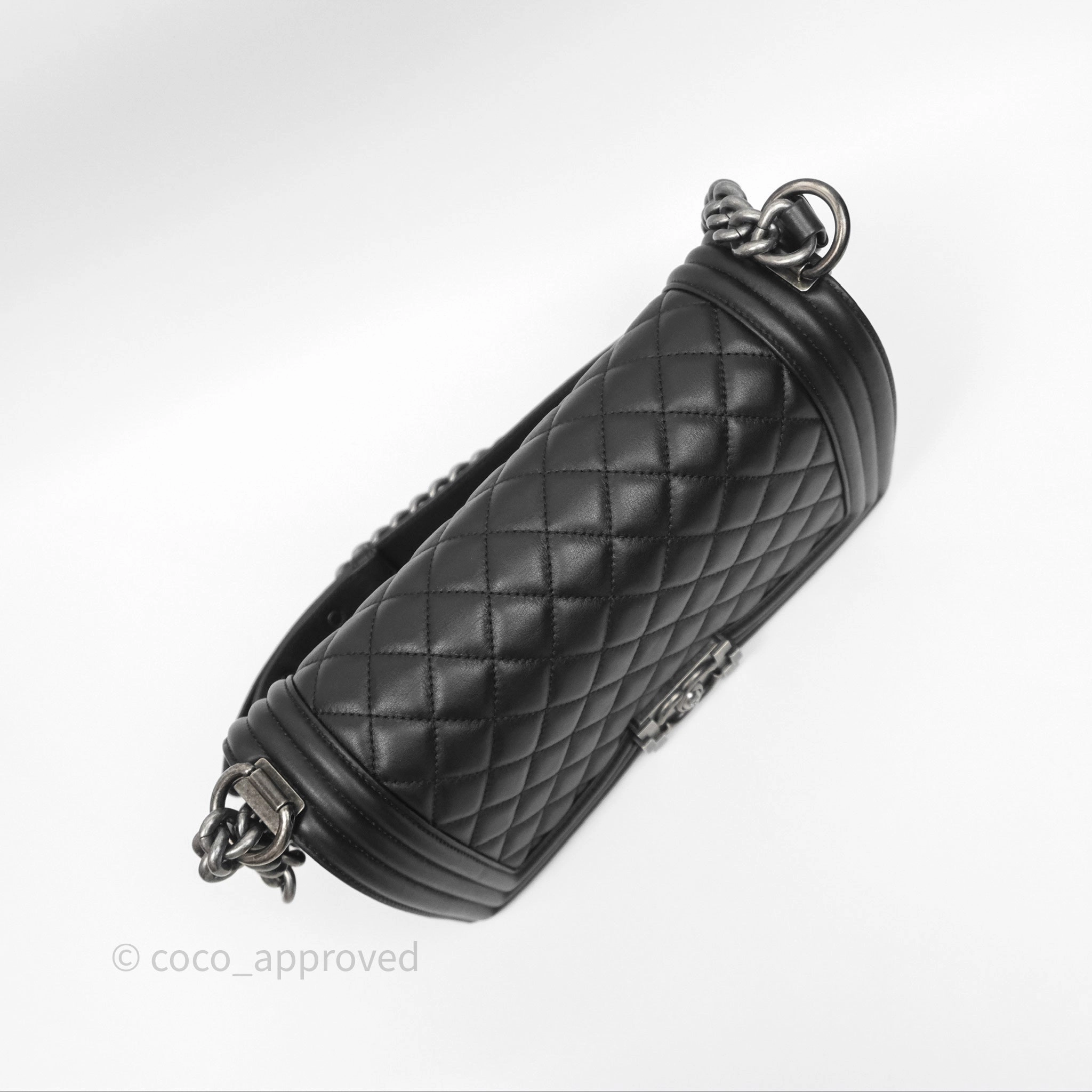 Chanel Quilted Medium Boy Black Calfskin Ruthenium Hardware