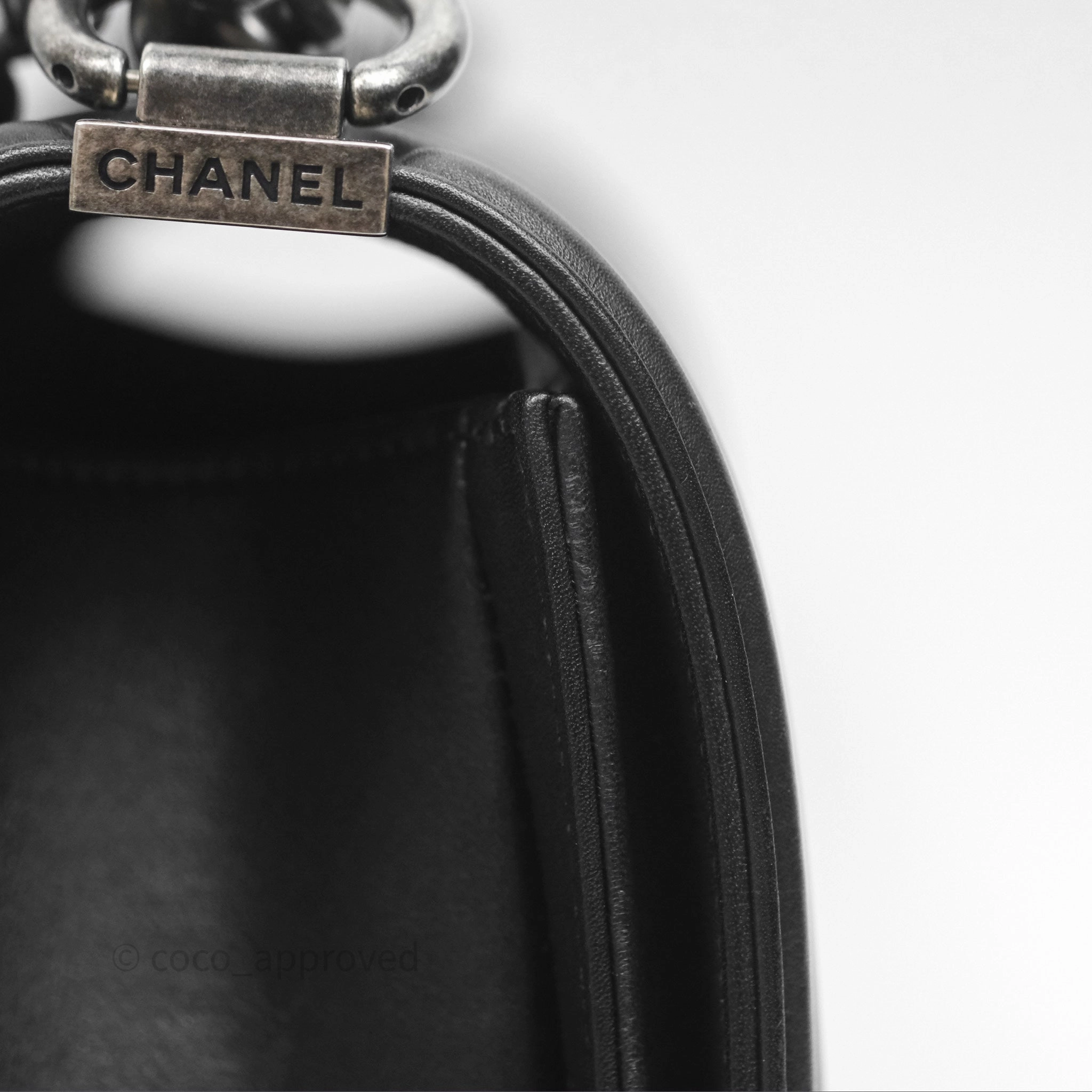 Chanel Quilted Medium Boy Black Calfskin Ruthenium Hardware