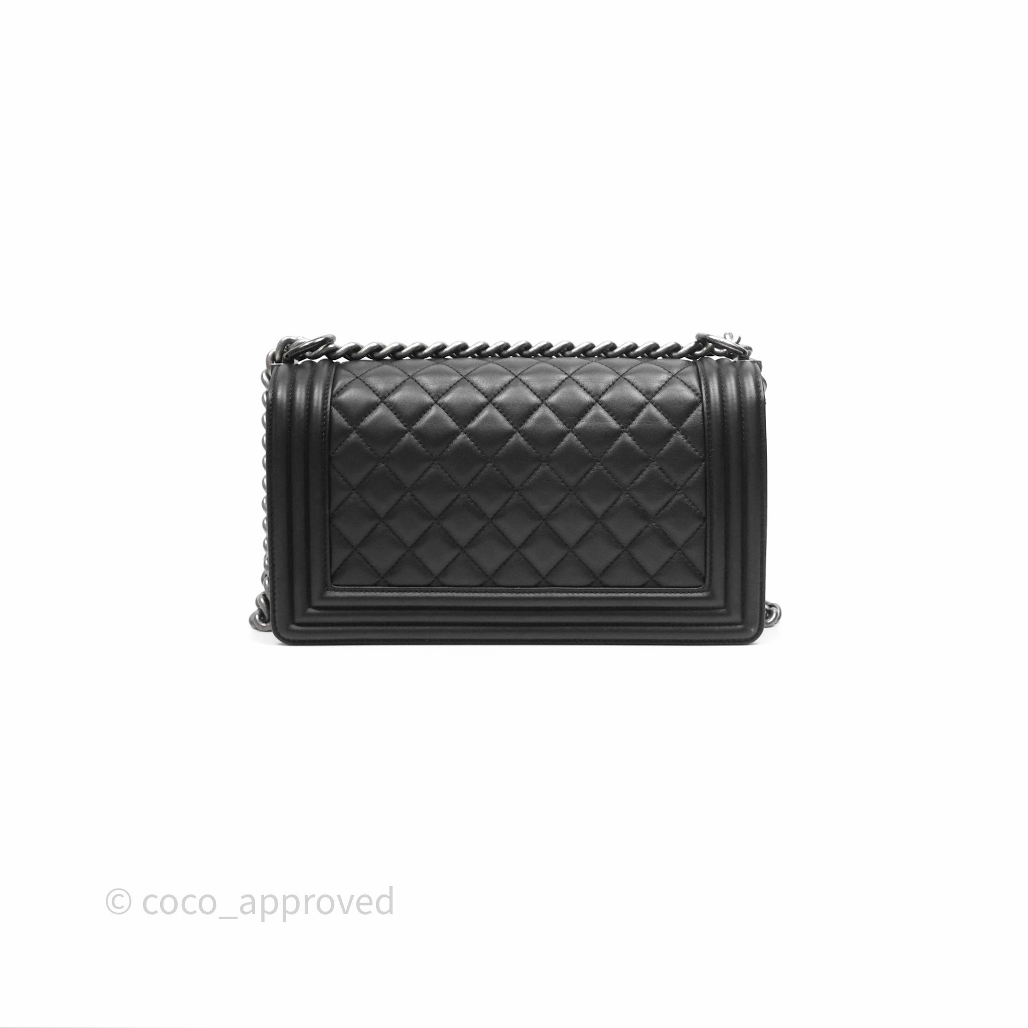 Chanel Quilted Medium Boy Black Calfskin Ruthenium Hardware