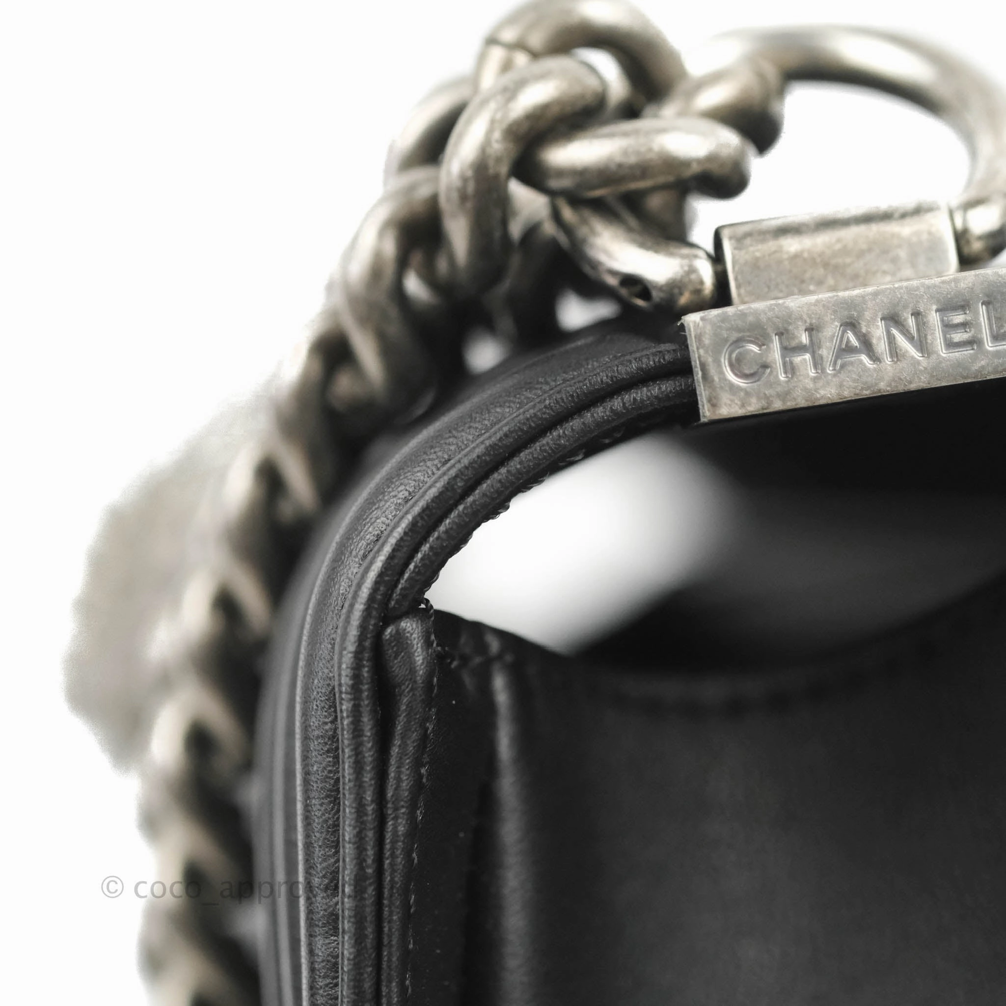 Chanel Quilted Medium Boy Black Calfskin Ruthenium Hardware