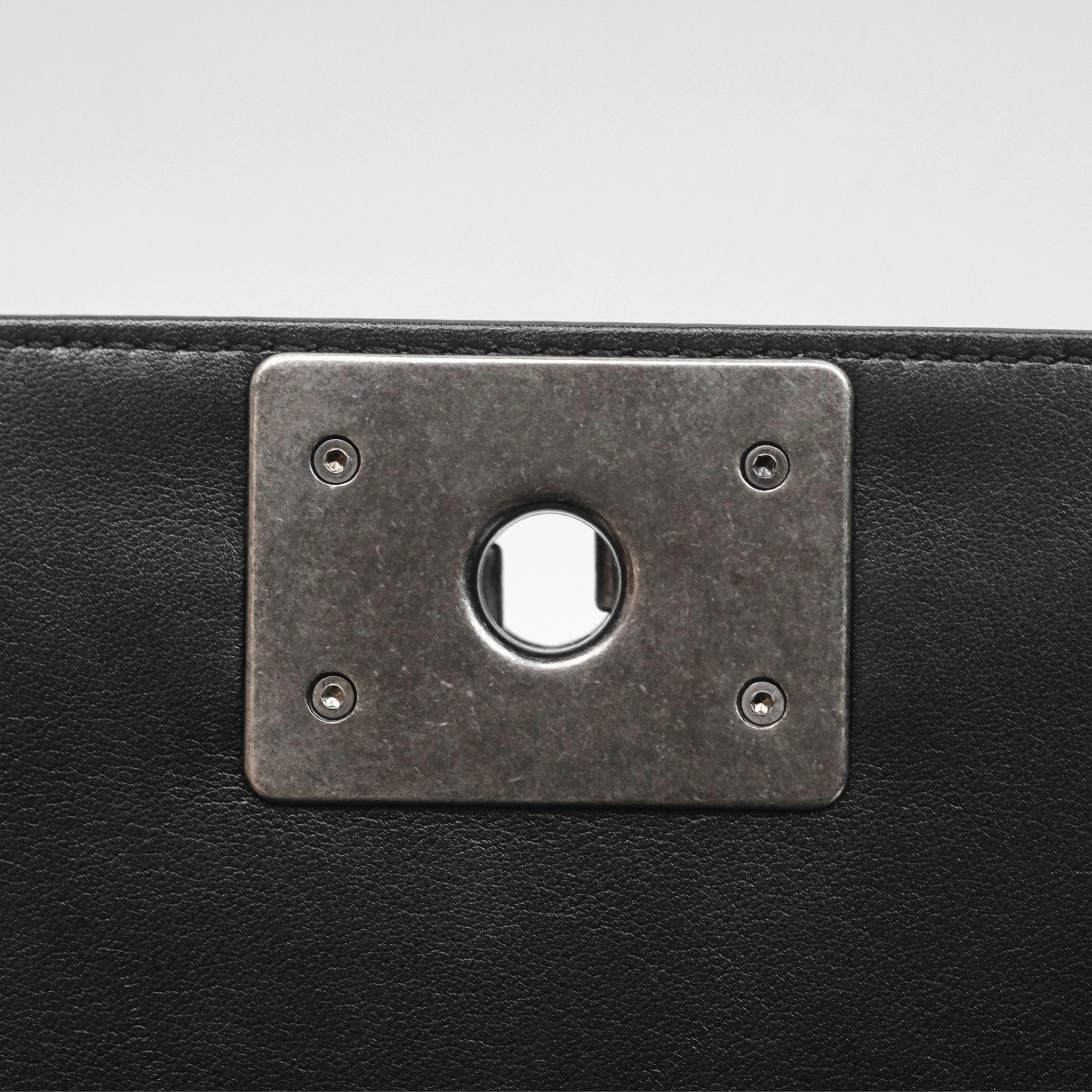Chanel Quilted Medium Boy Black Calfskin Ruthenium Hardware