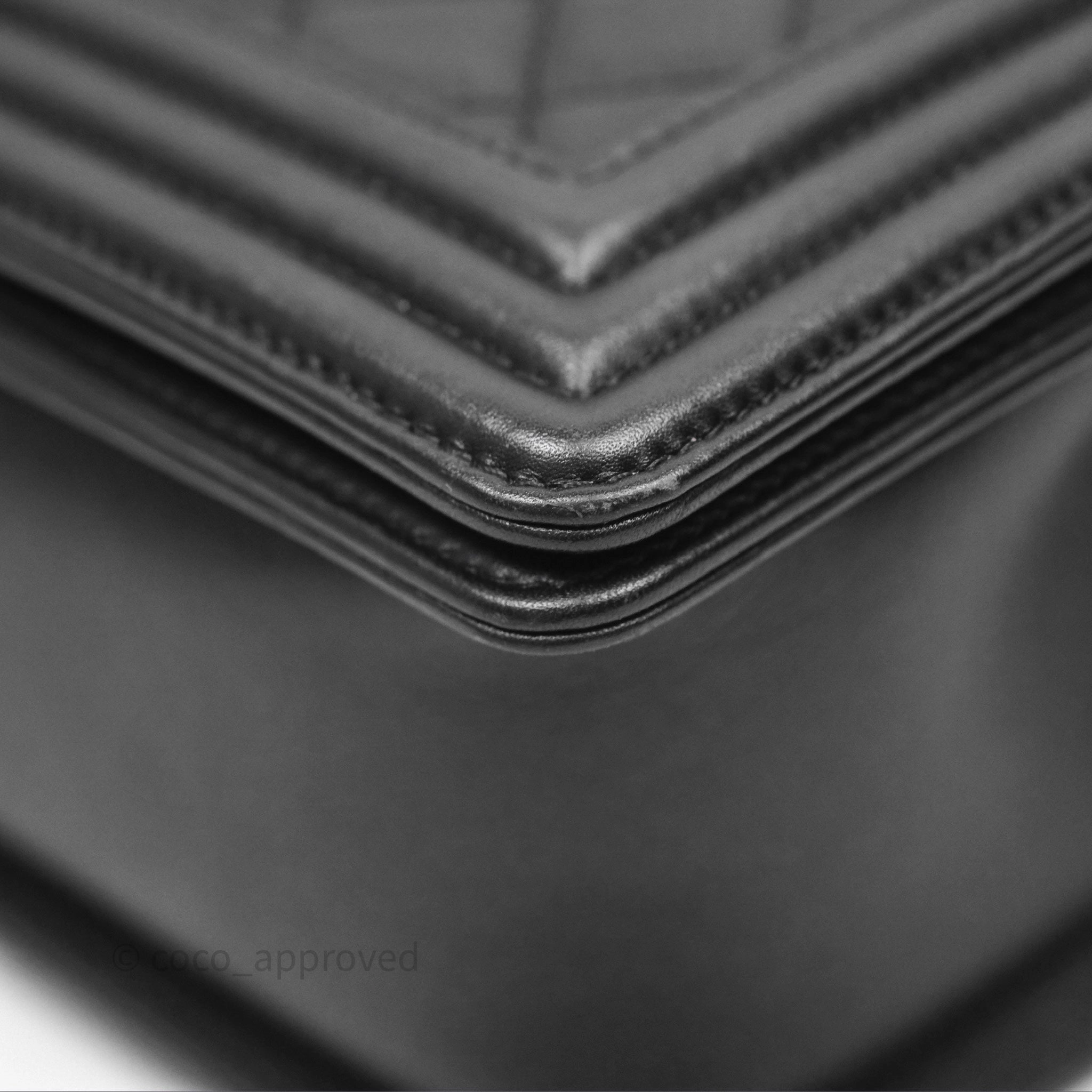Chanel Quilted Medium Boy Black Calfskin Ruthenium Hardware