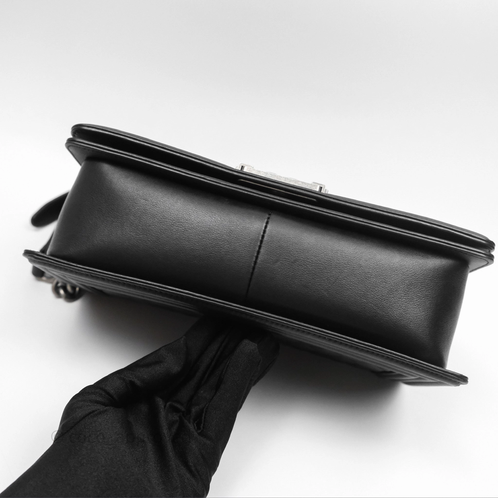 Chanel Quilted Medium Boy Black Calfskin Ruthenium Hardware
