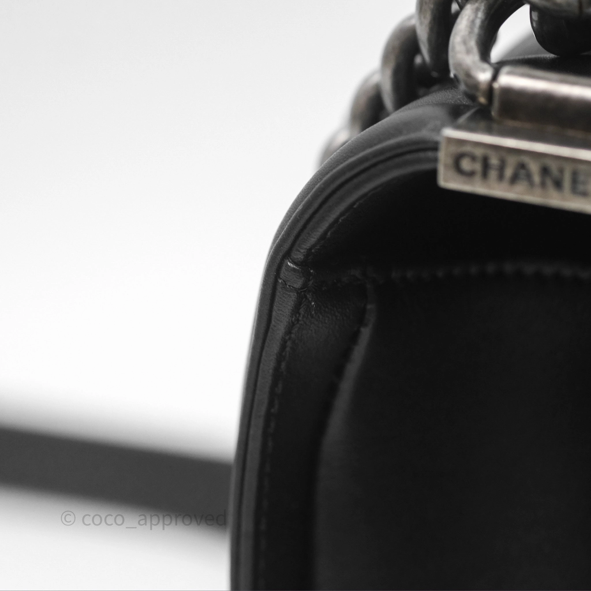 Chanel Quilted Medium Boy Black Calfskin Ruthenium Hardware