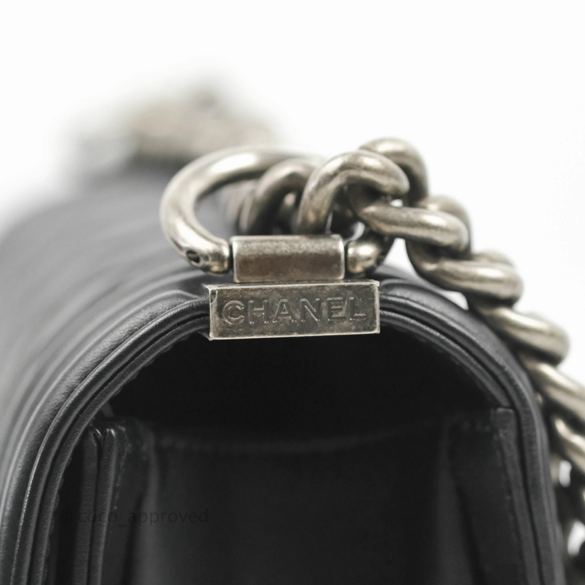 Chanel Quilted Medium Boy Black Calfskin Ruthenium Hardware