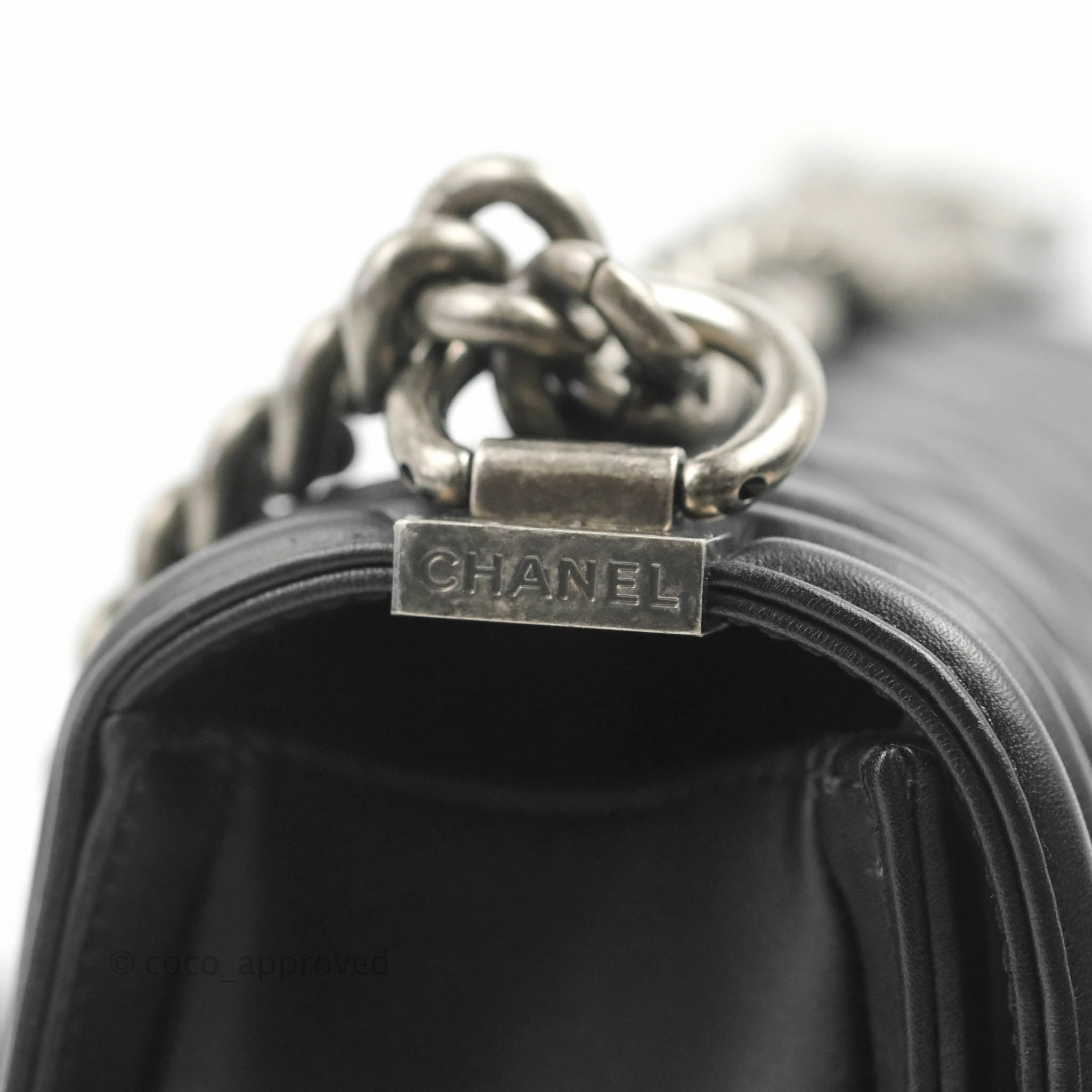 Chanel Quilted Medium Boy Black Calfskin Ruthenium Hardware