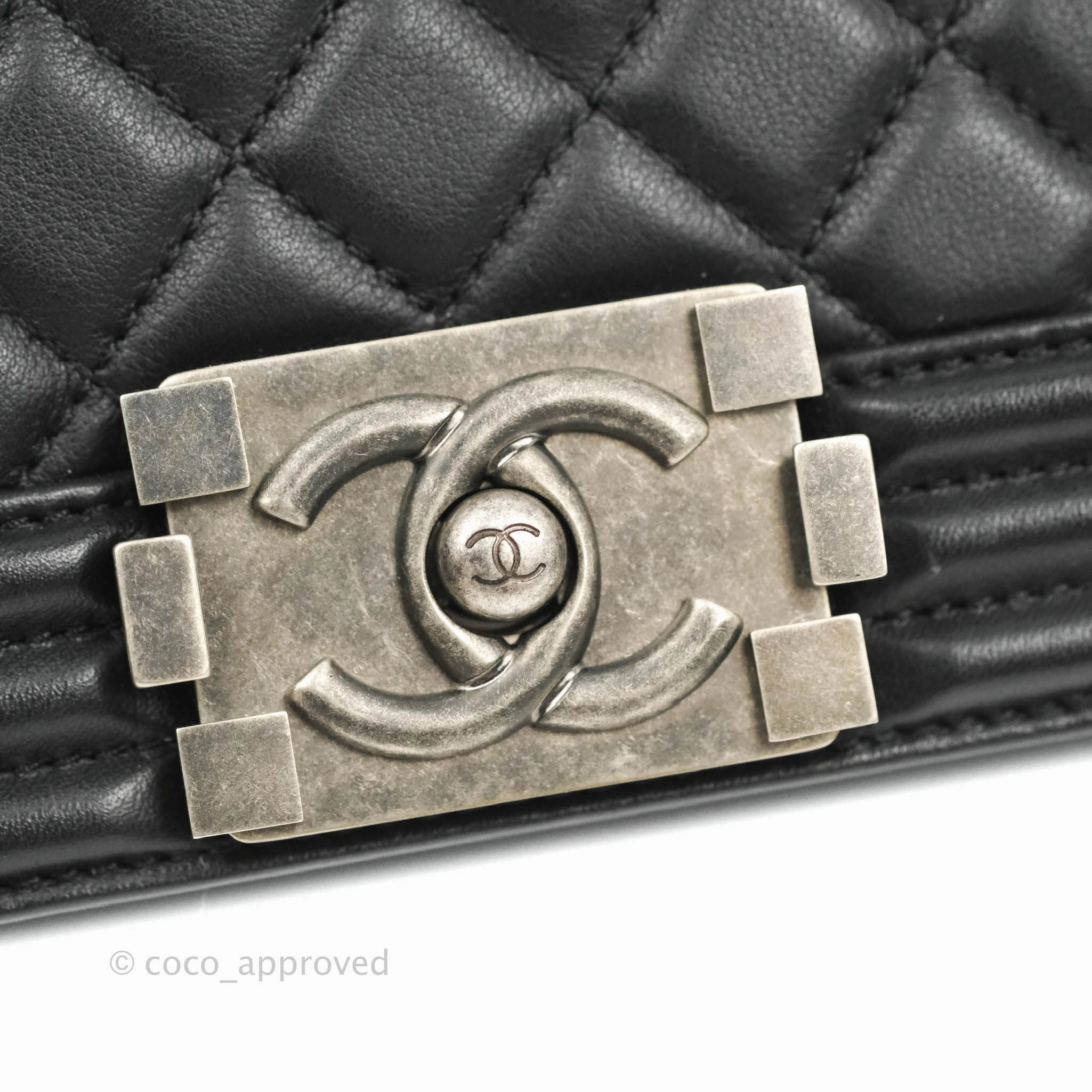 Chanel Quilted Medium Boy Black Calfskin Ruthenium Hardware