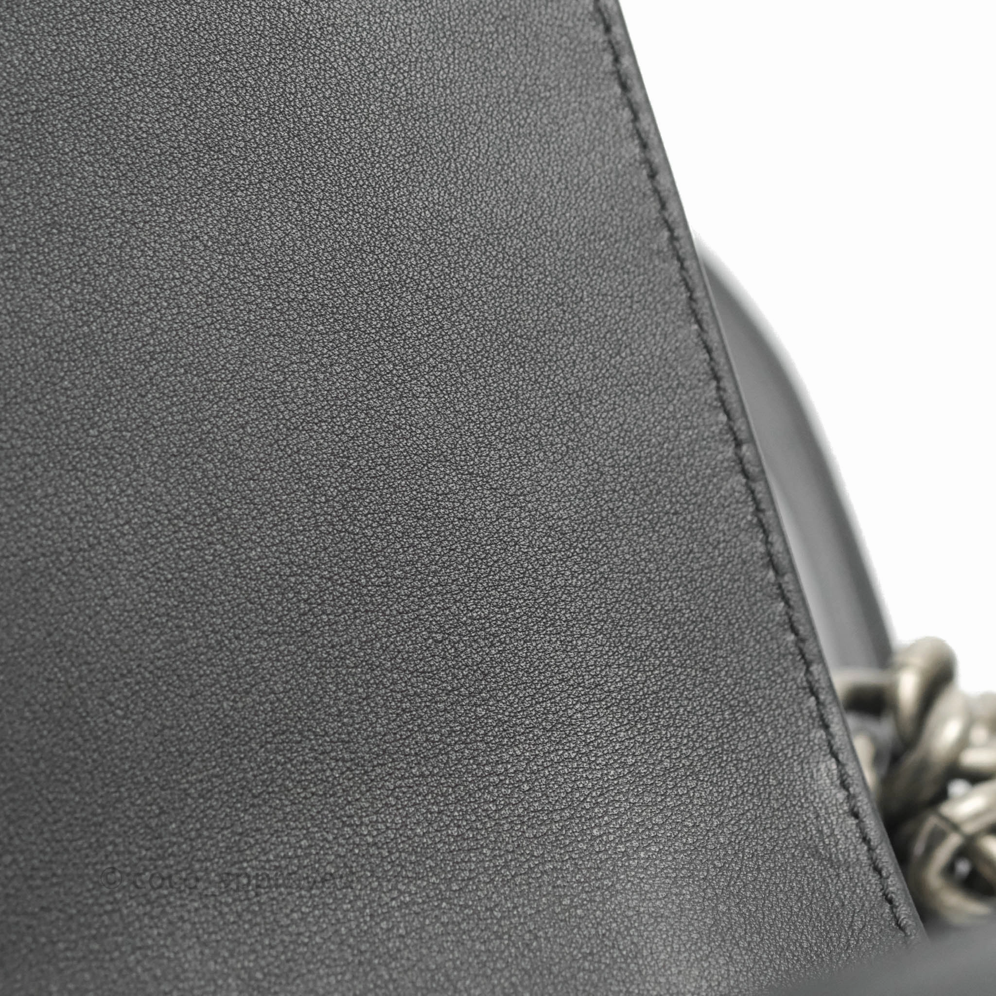 Chanel Quilted Medium Boy Black Calfskin Ruthenium Hardware