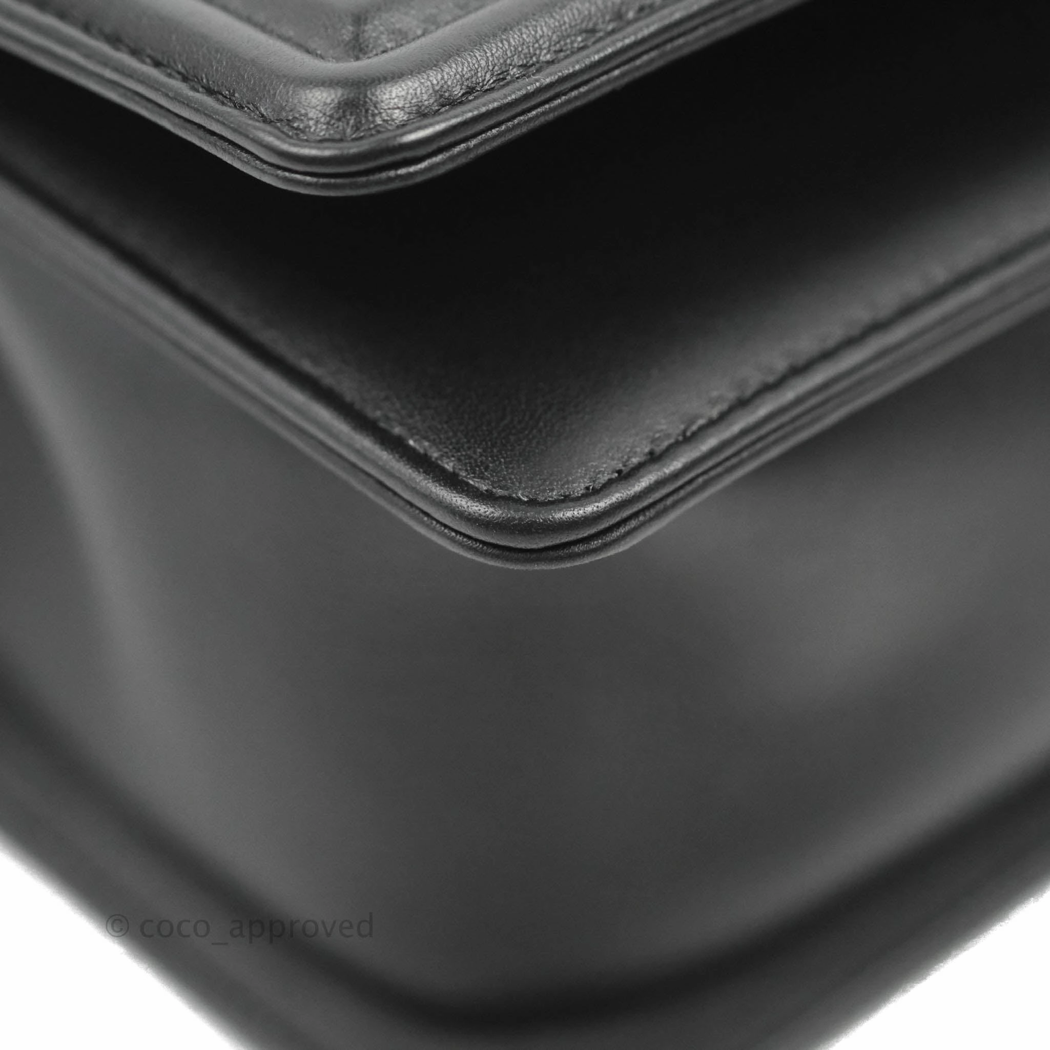 Chanel Quilted Medium Boy Black Calfskin Ruthenium Hardware