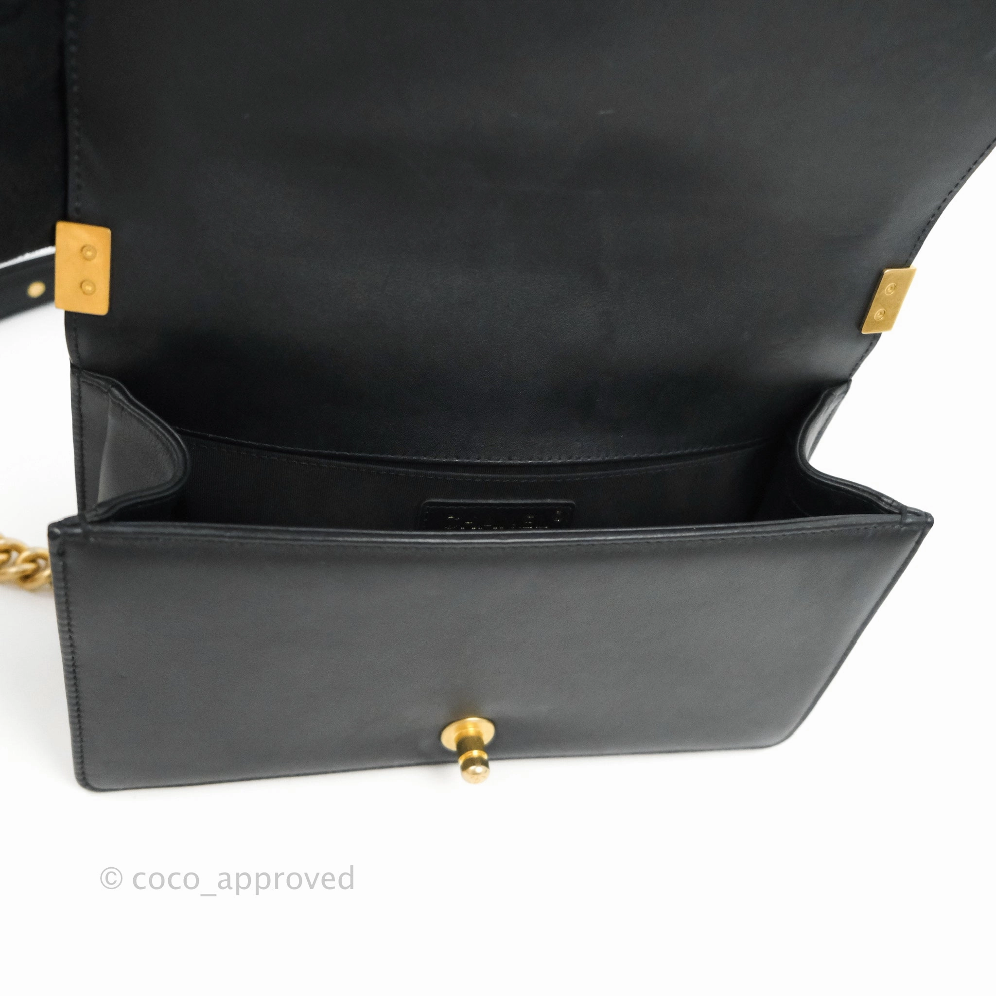 Chanel Quilted Medium Boy Black Lambskin Gold Hardware