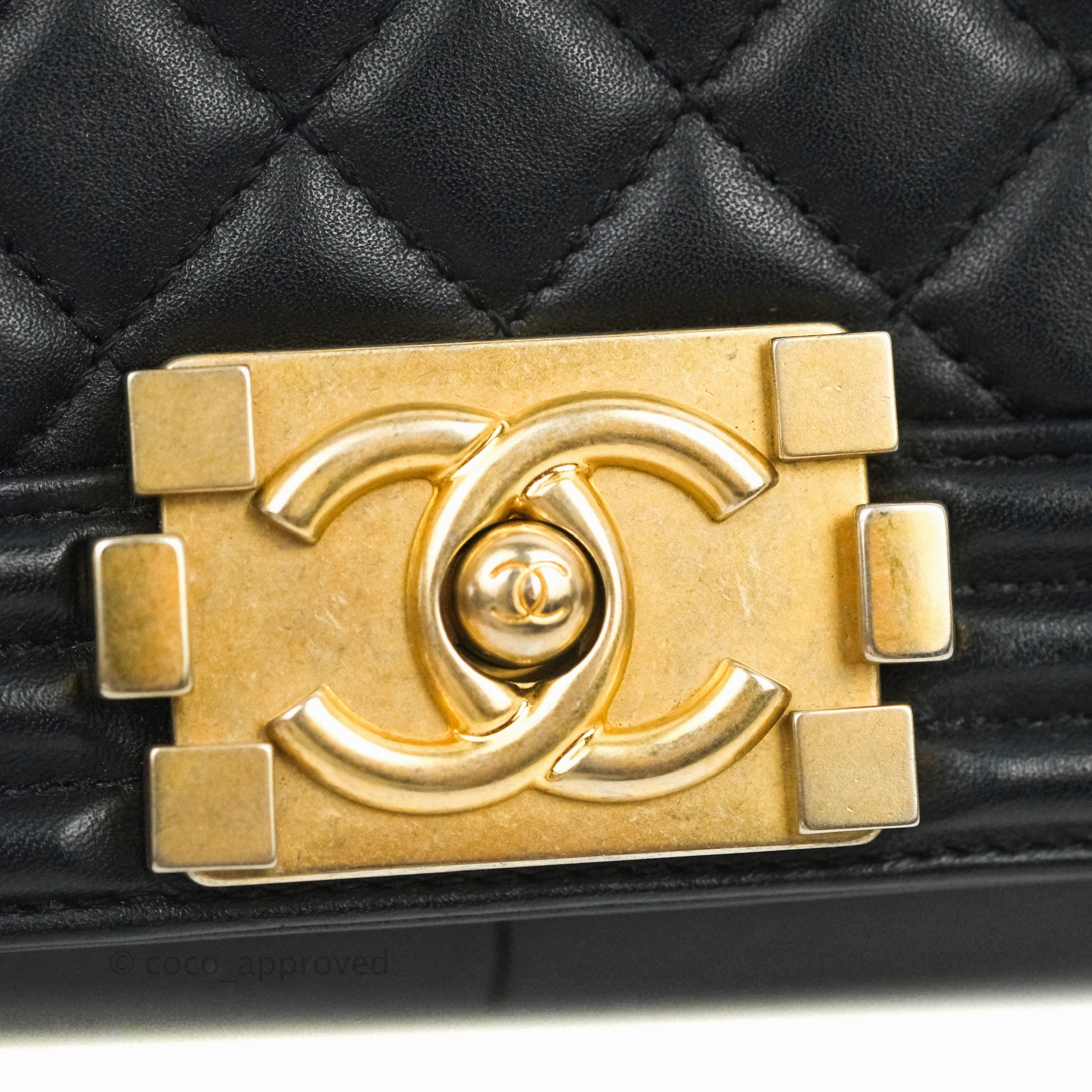 Chanel Quilted Medium Boy Black Lambskin Gold Hardware