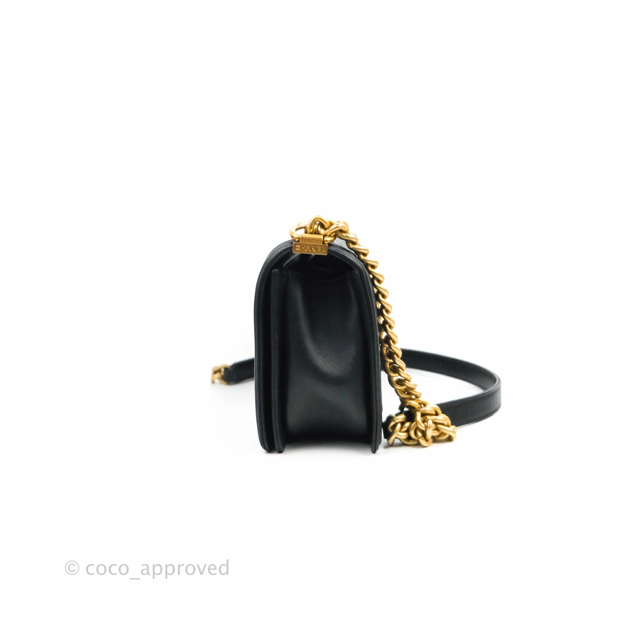 Chanel Quilted Medium Boy Black Lambskin Gold Hardware