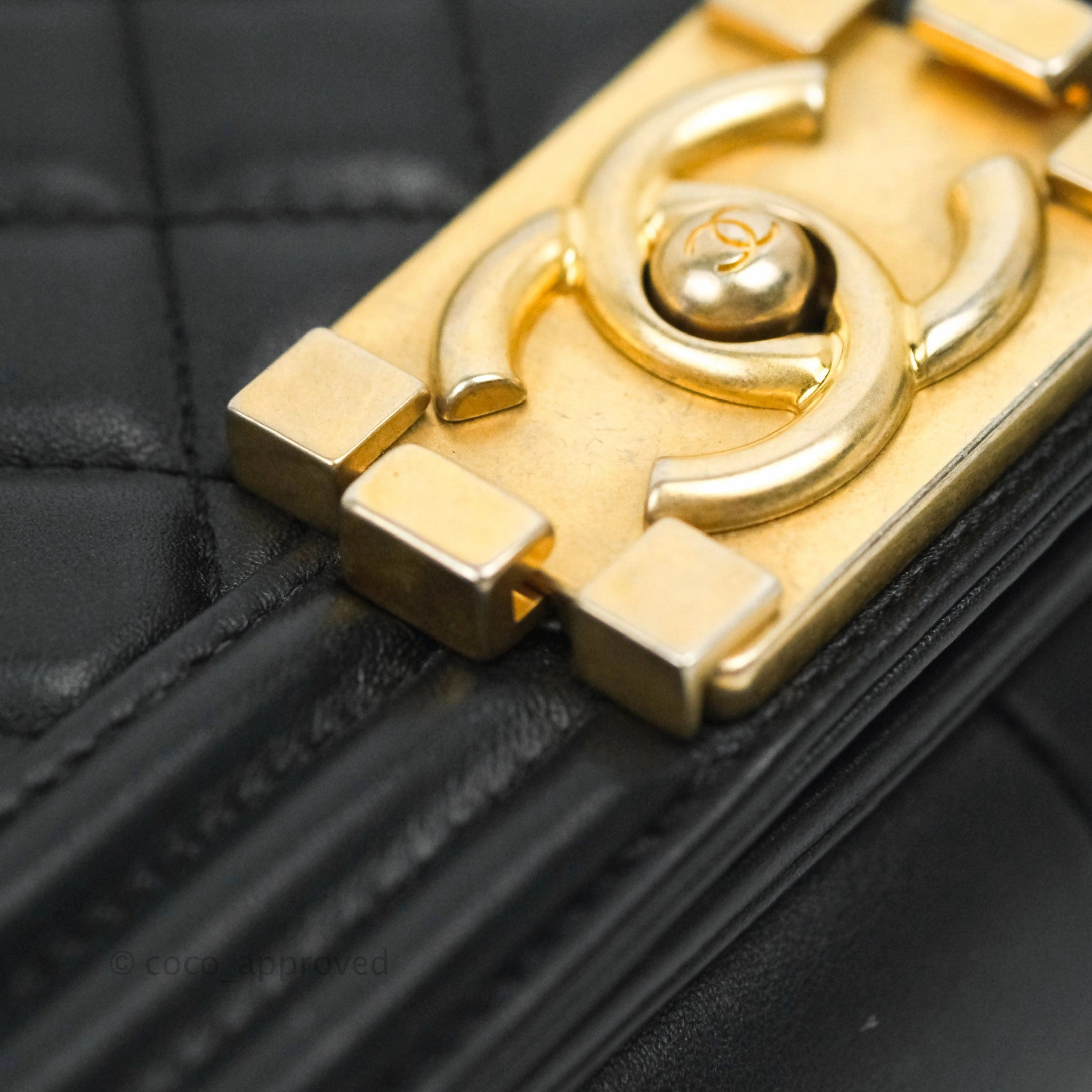 Chanel Quilted Medium Boy Black Lambskin Gold Hardware