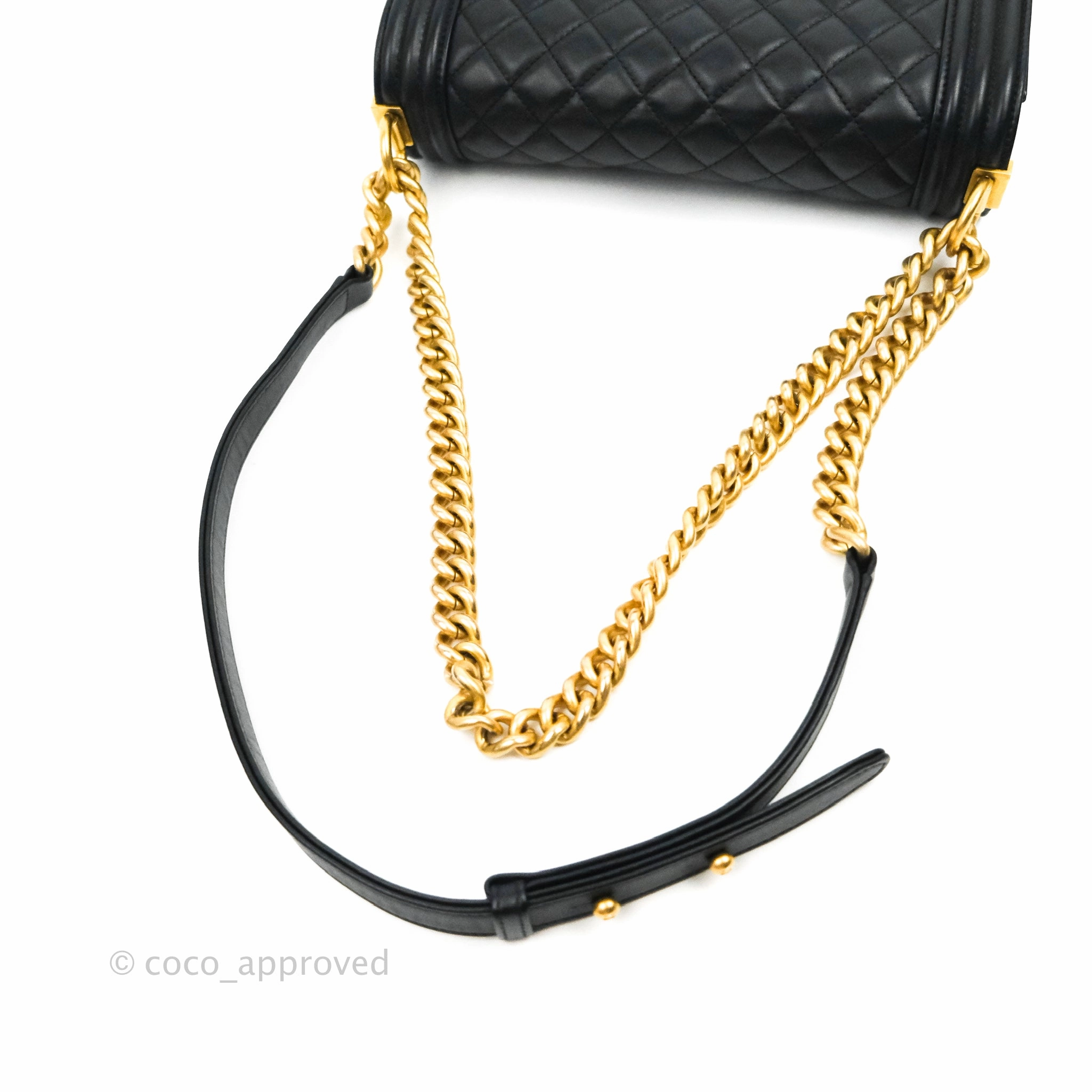 Chanel Quilted Medium Boy Black Lambskin Gold Hardware