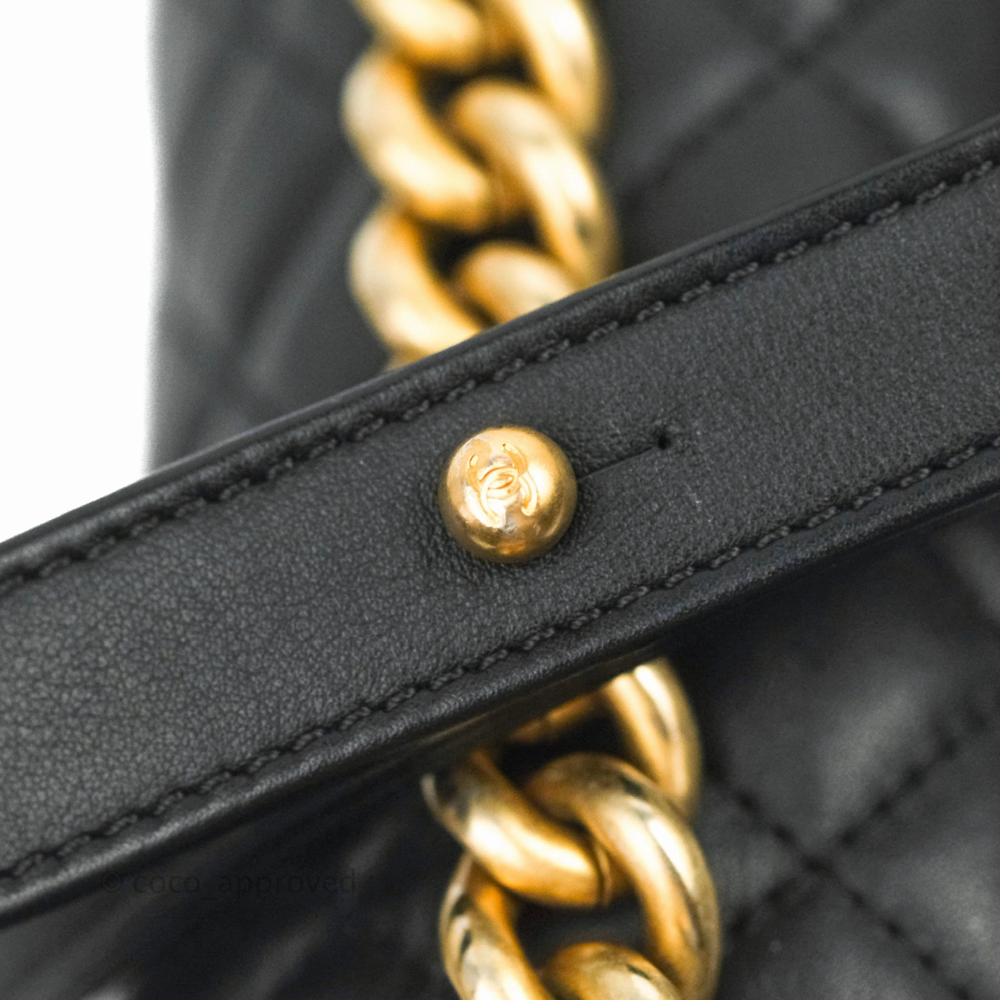 Chanel Quilted Medium Boy Black Lambskin Gold Hardware