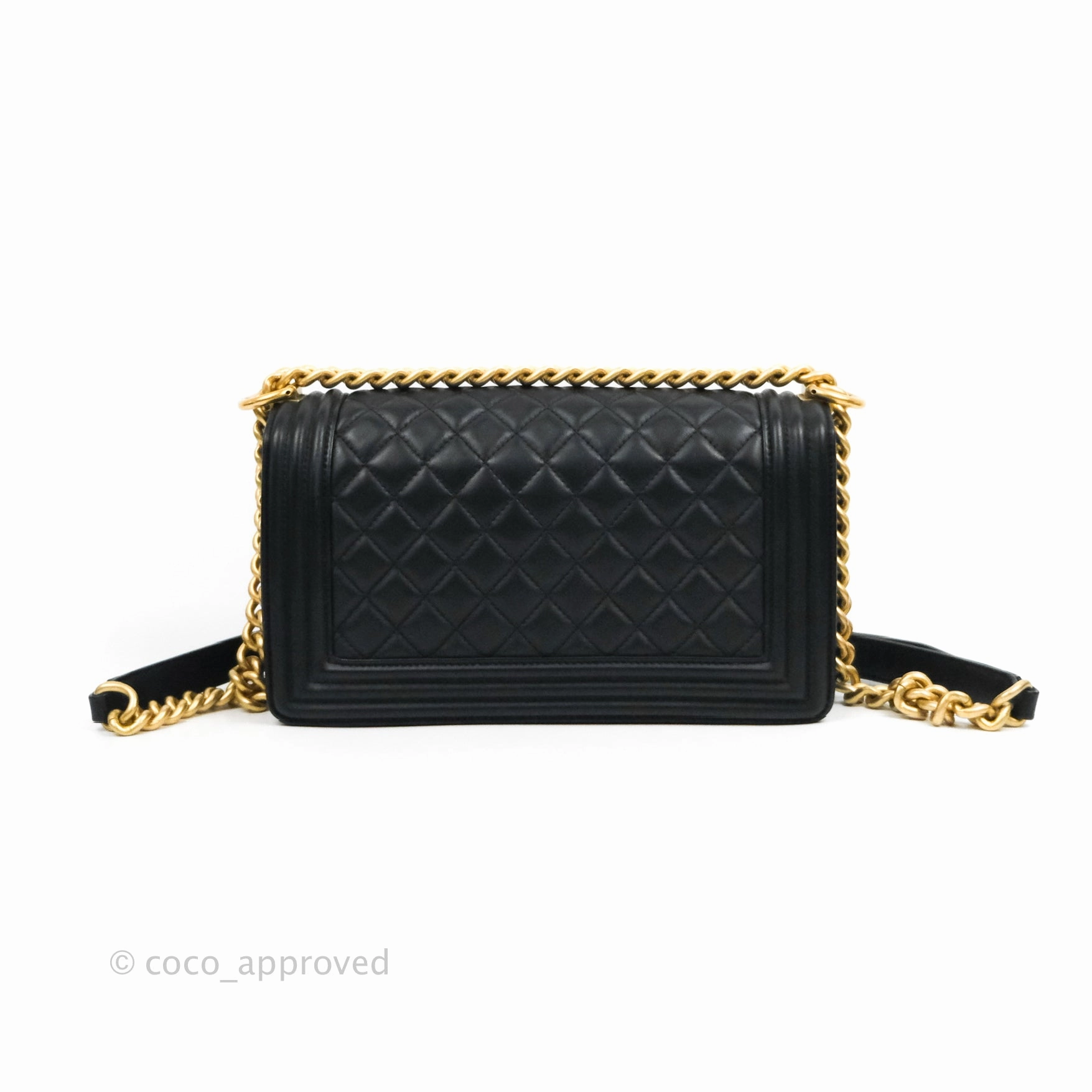 Chanel Quilted Medium Boy Black Lambskin Gold Hardware