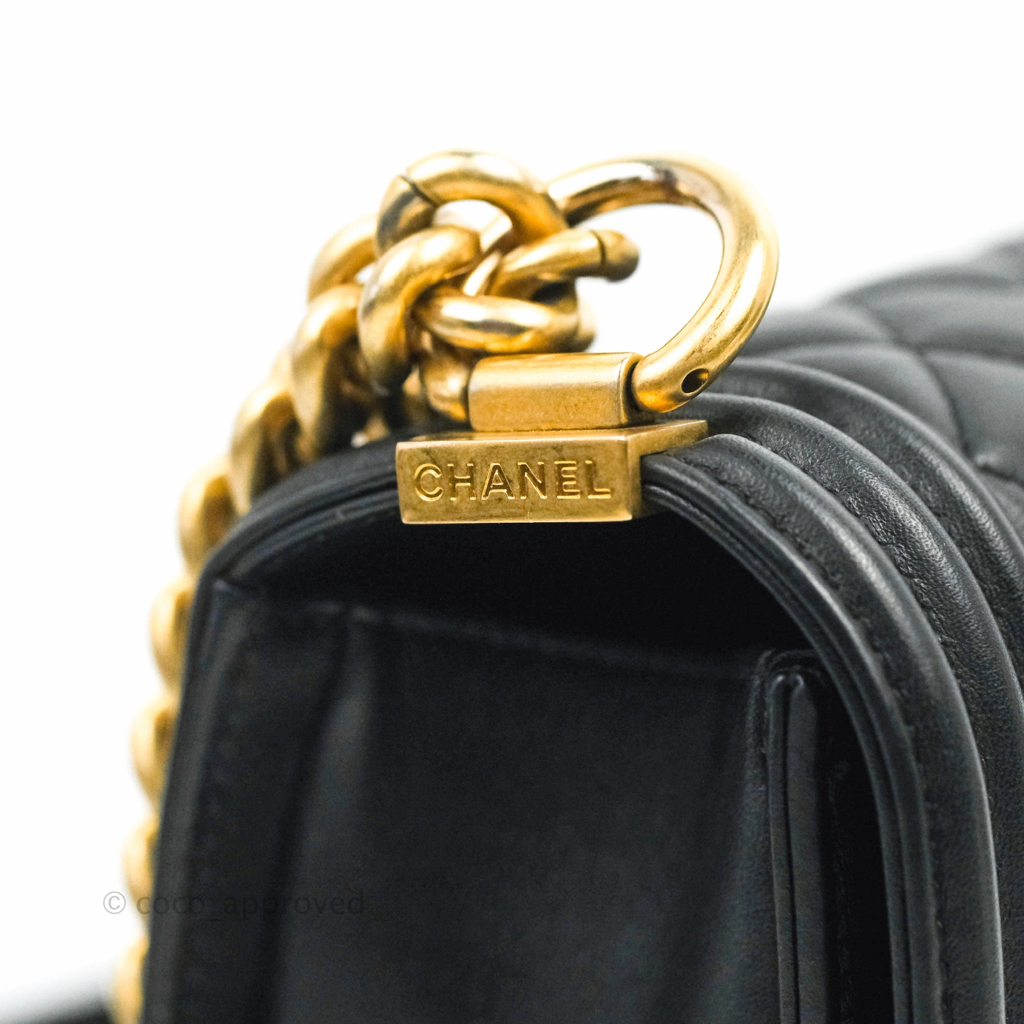 Chanel Quilted Medium Boy Black Lambskin Gold Hardware