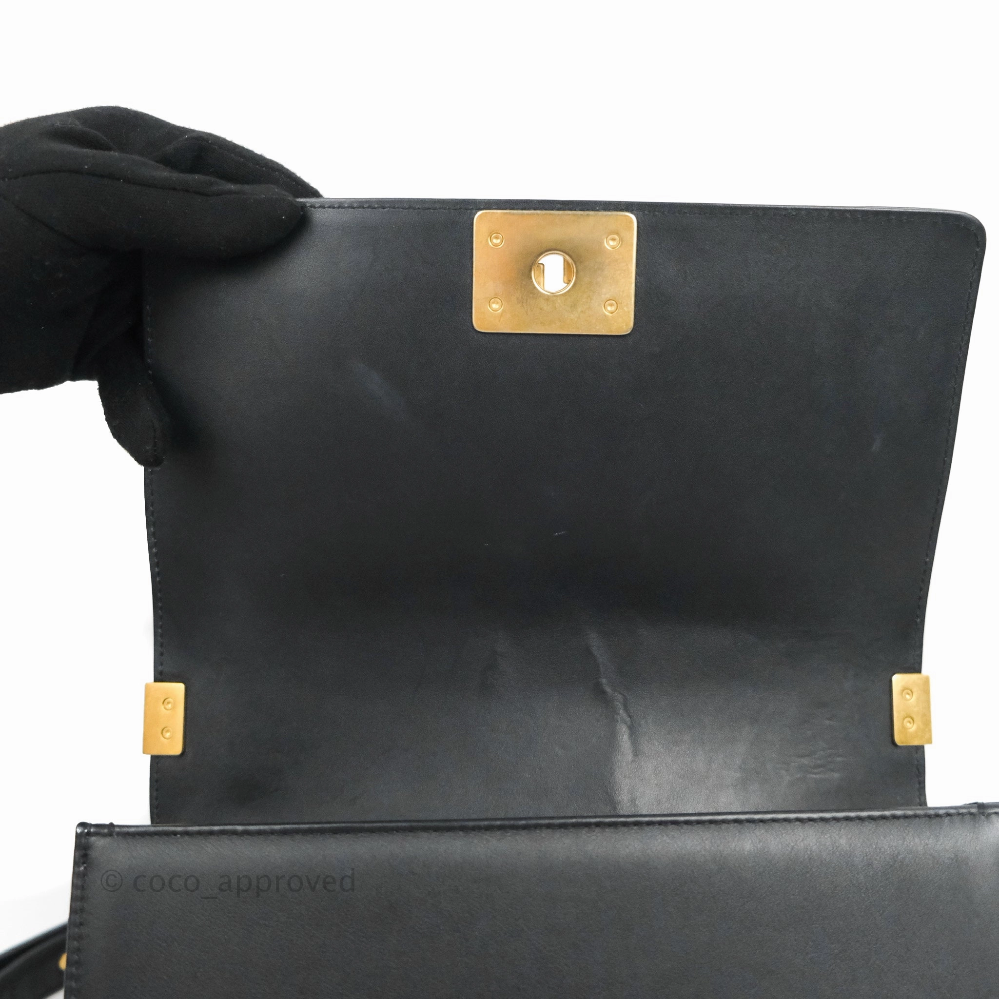 Chanel Quilted Medium Boy Black Lambskin Gold Hardware