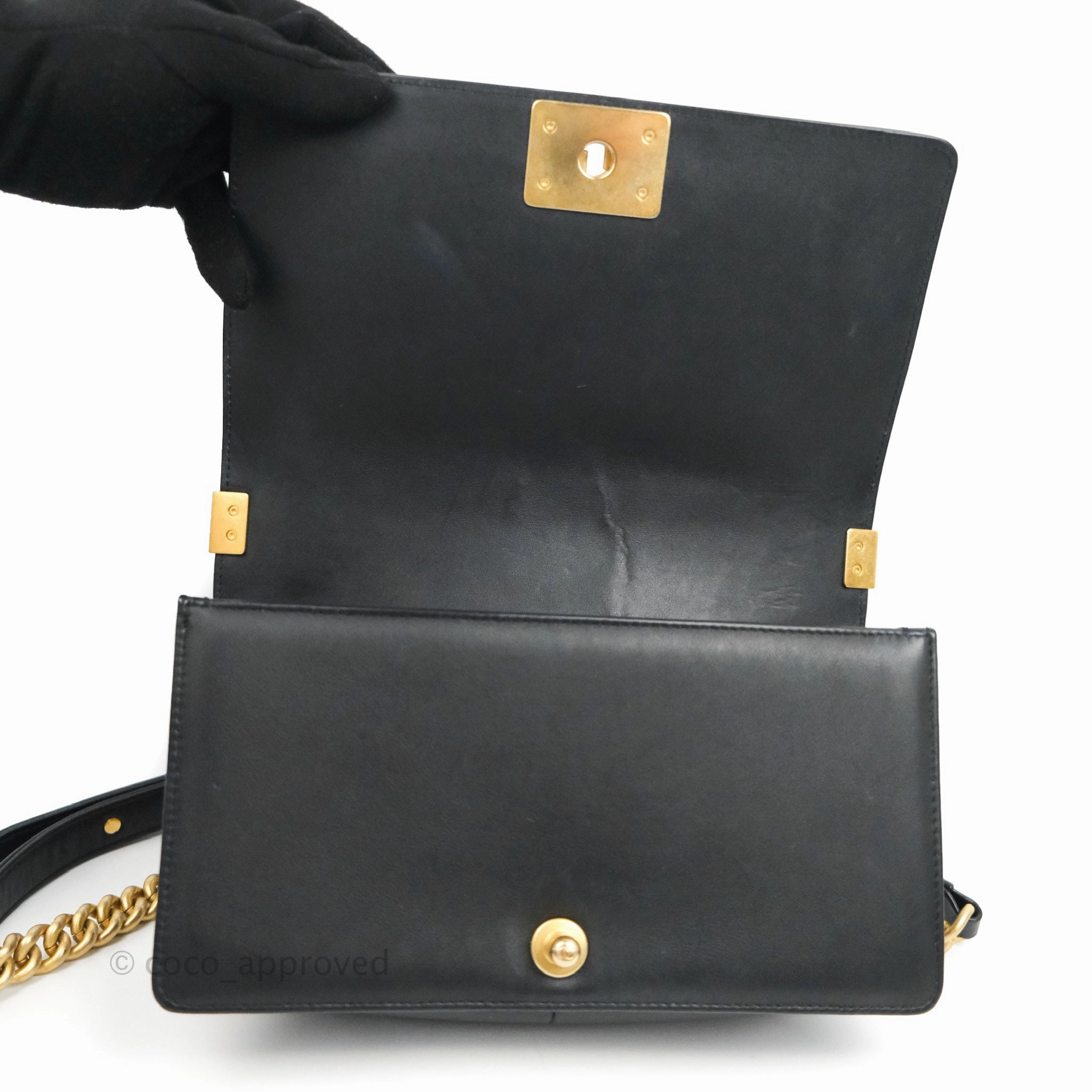 Chanel Quilted Medium Boy Black Lambskin Gold Hardware