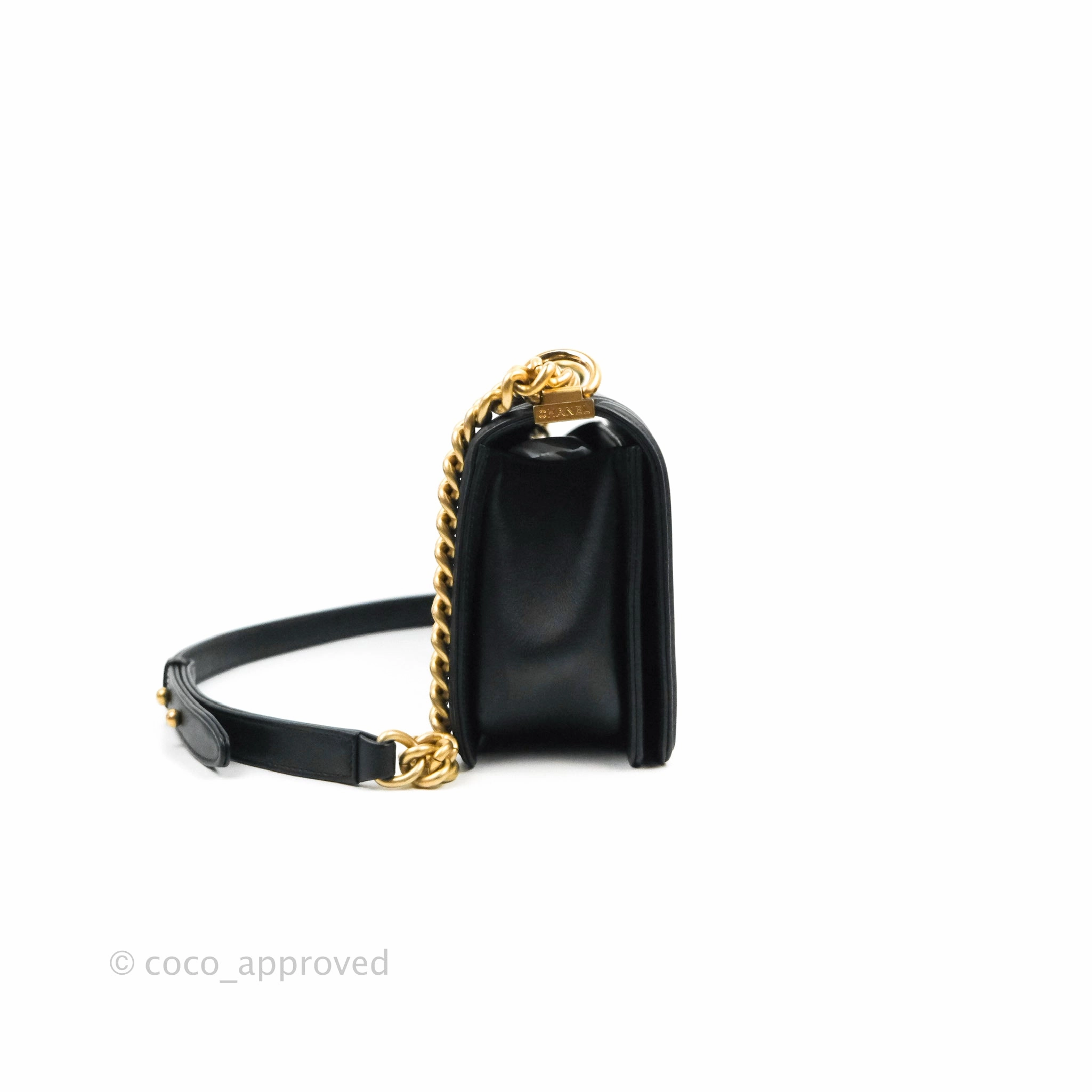 Chanel Quilted Medium Boy Black Lambskin Gold Hardware
