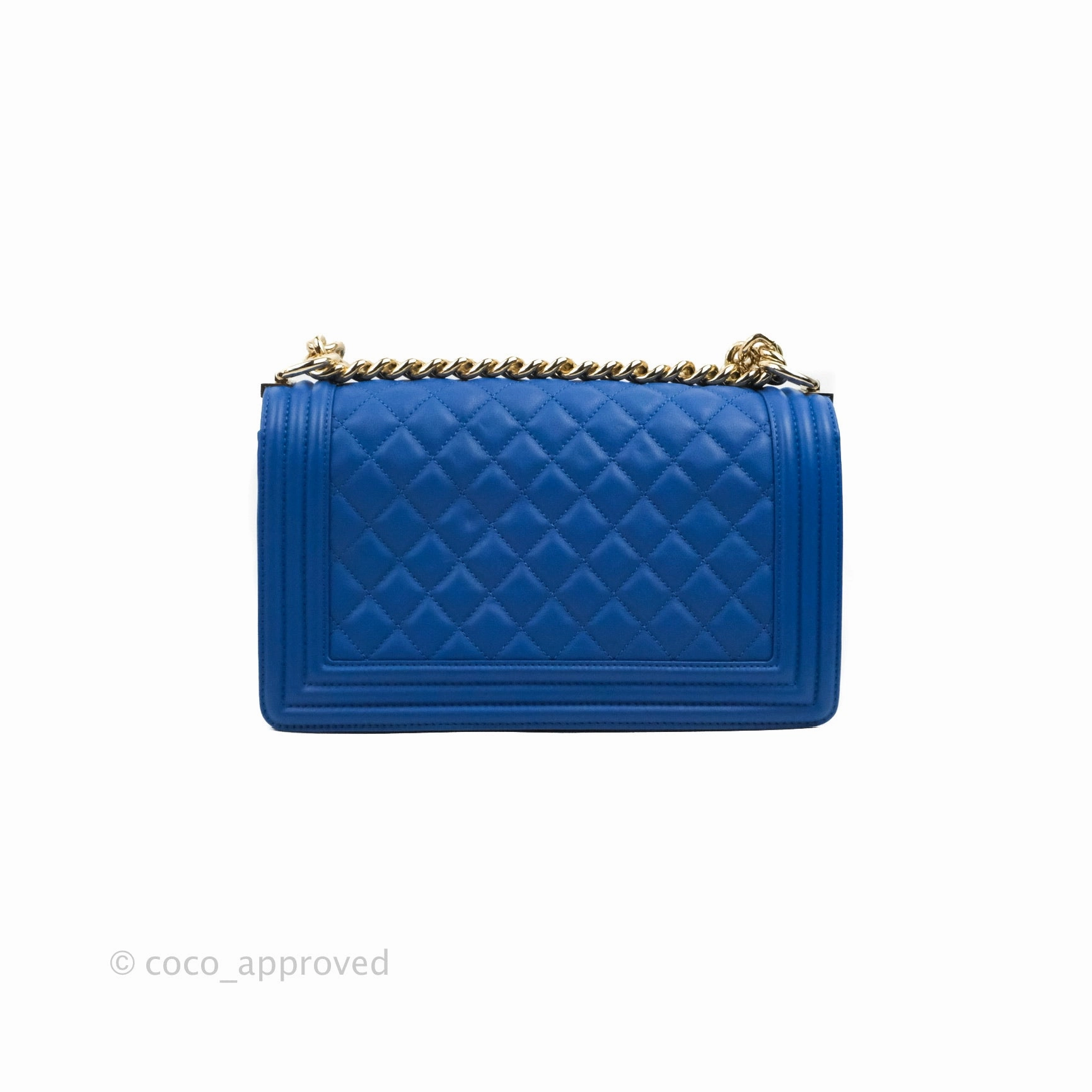 Chanel Quilted Medium Boy Blue Calfskin Gold Hardware