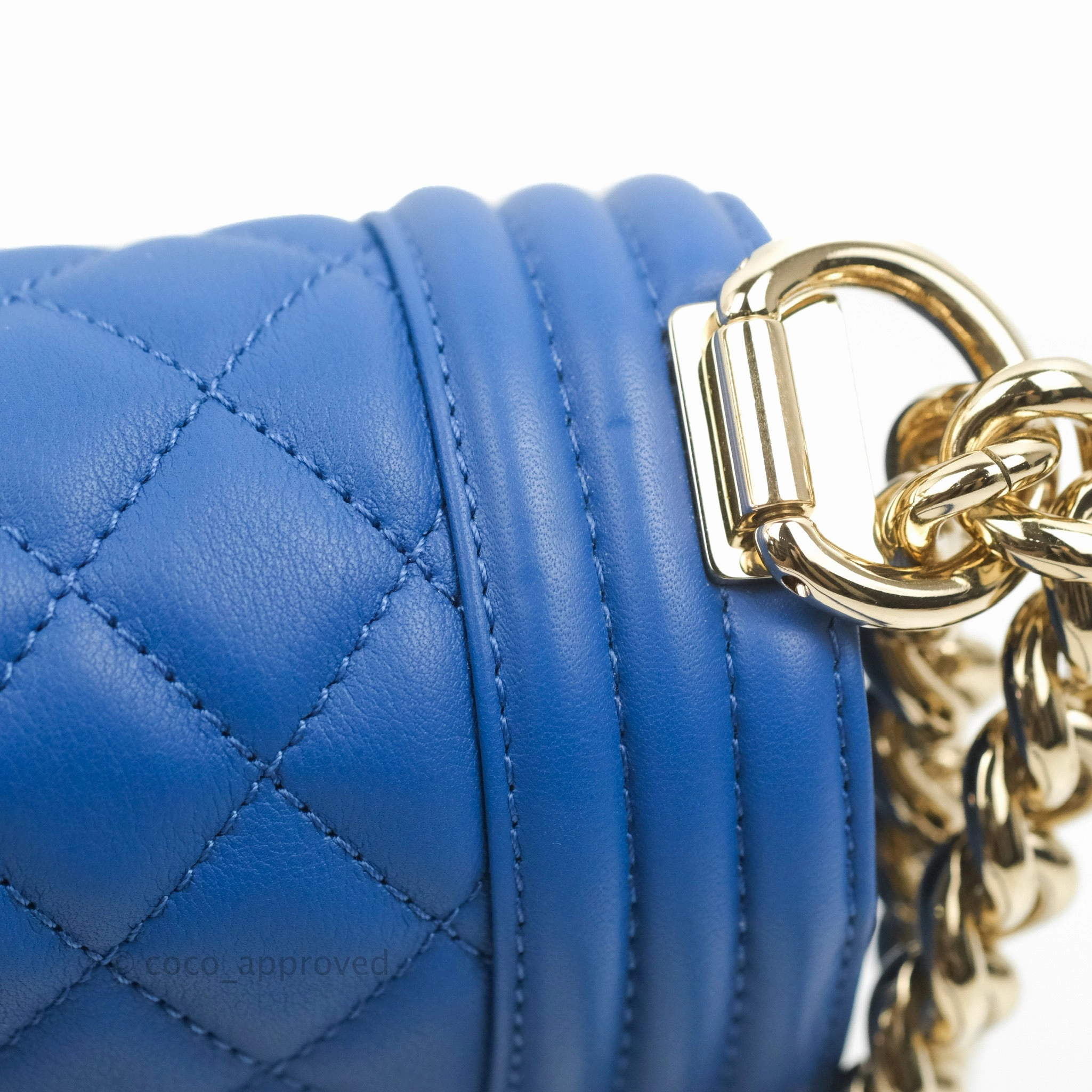 Chanel Quilted Medium Boy Blue Calfskin Gold Hardware
