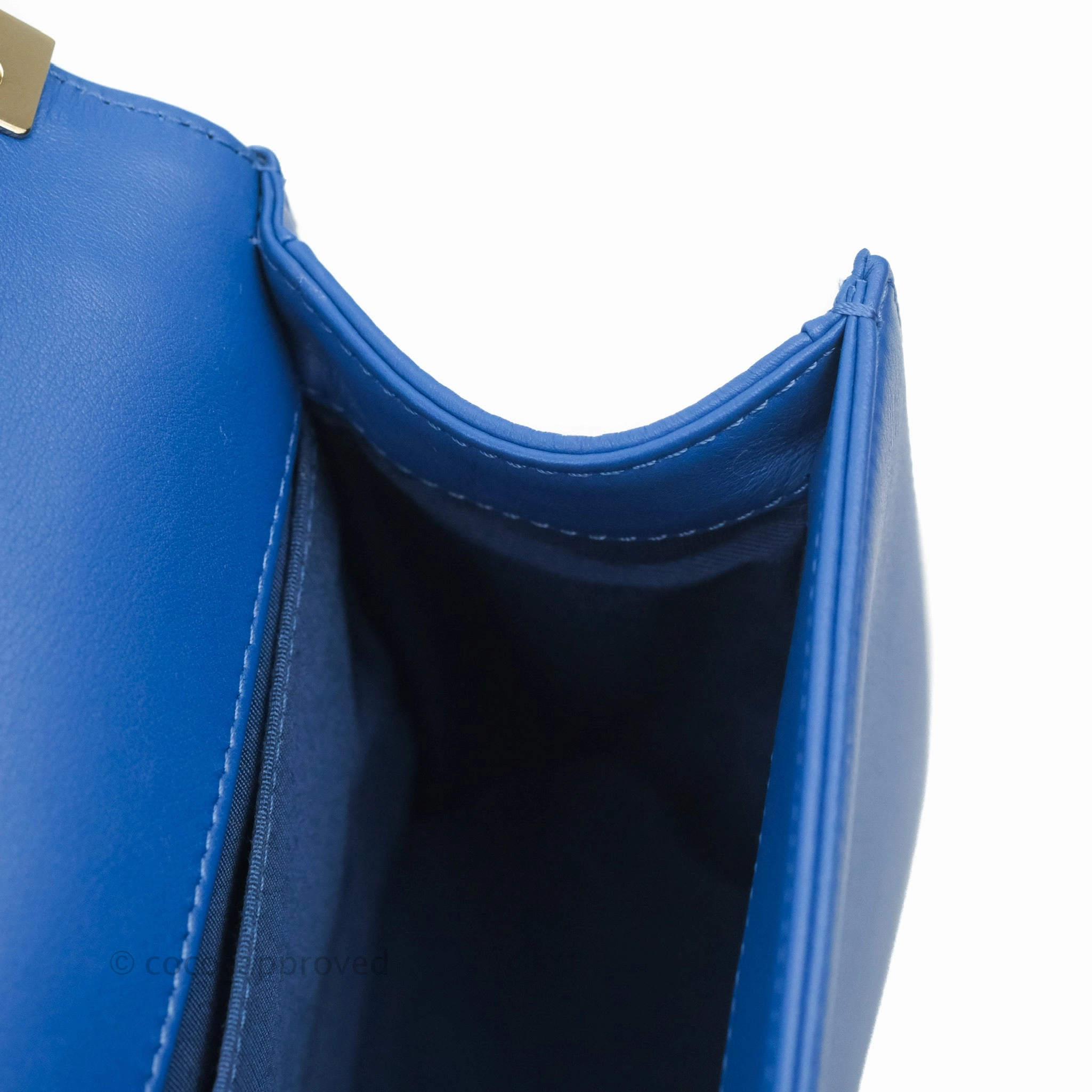 Chanel Quilted Medium Boy Blue Calfskin Gold Hardware