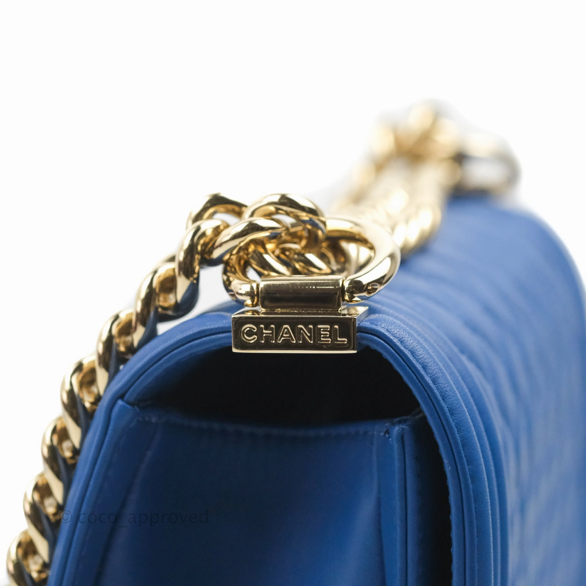 Chanel Quilted Medium Boy Blue Calfskin Gold Hardware