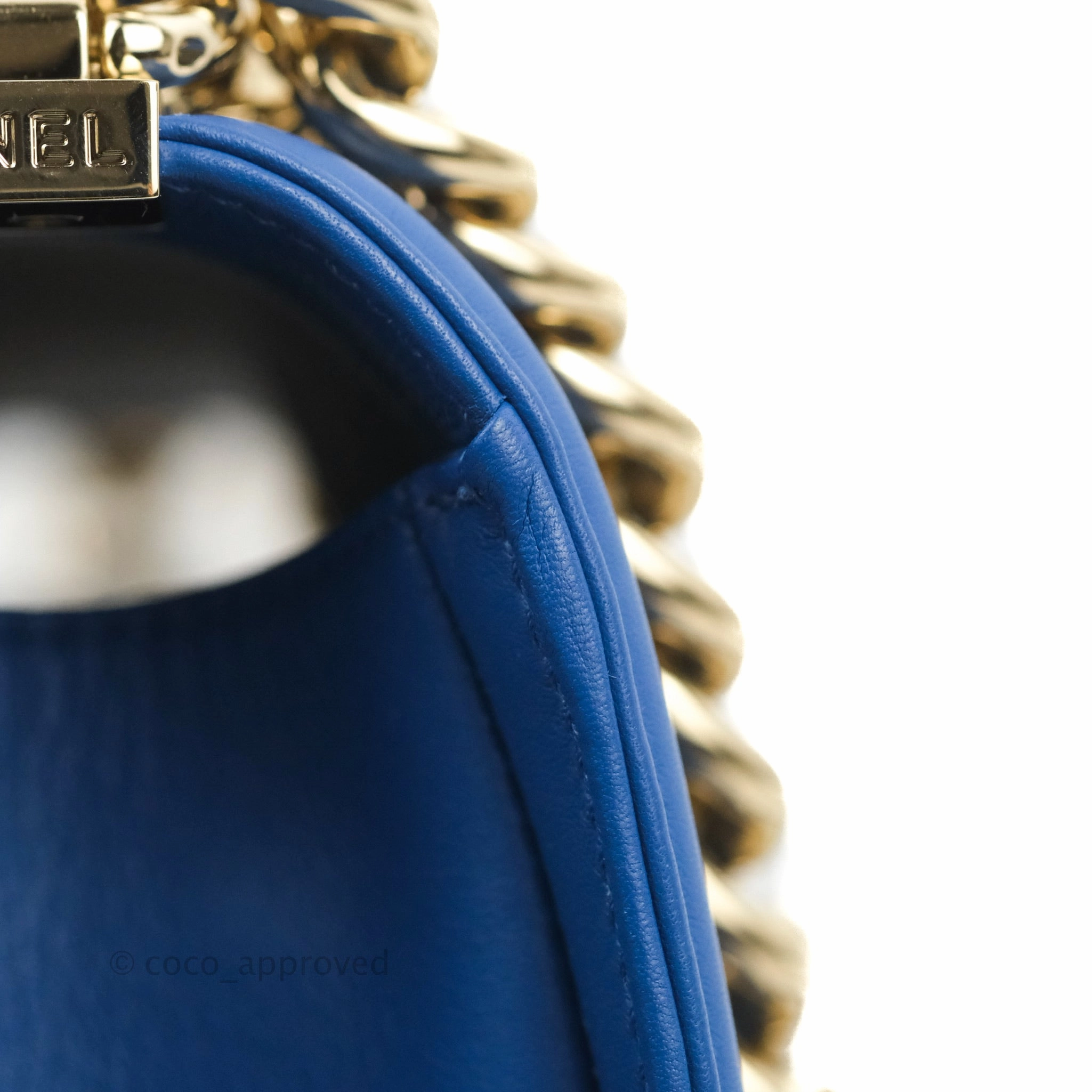 Chanel Quilted Medium Boy Blue Calfskin Gold Hardware