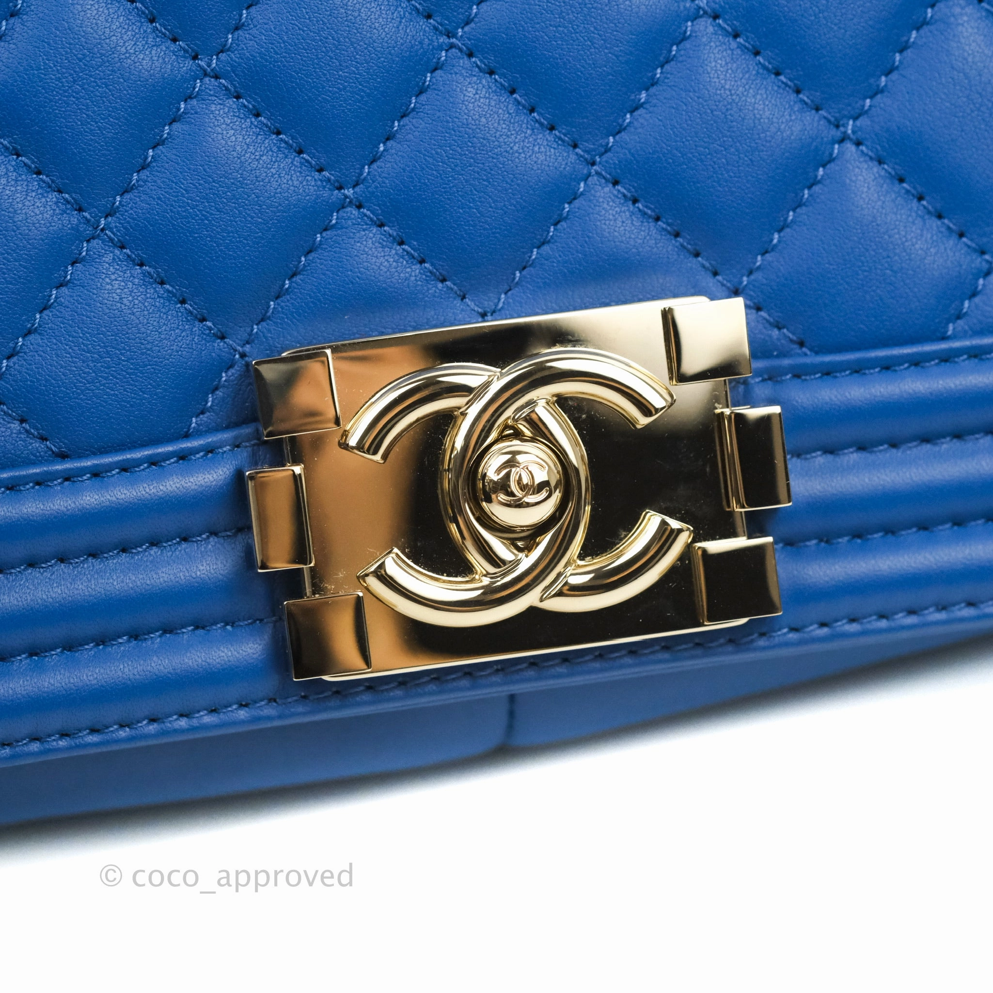Chanel Quilted Medium Boy Blue Calfskin Gold Hardware