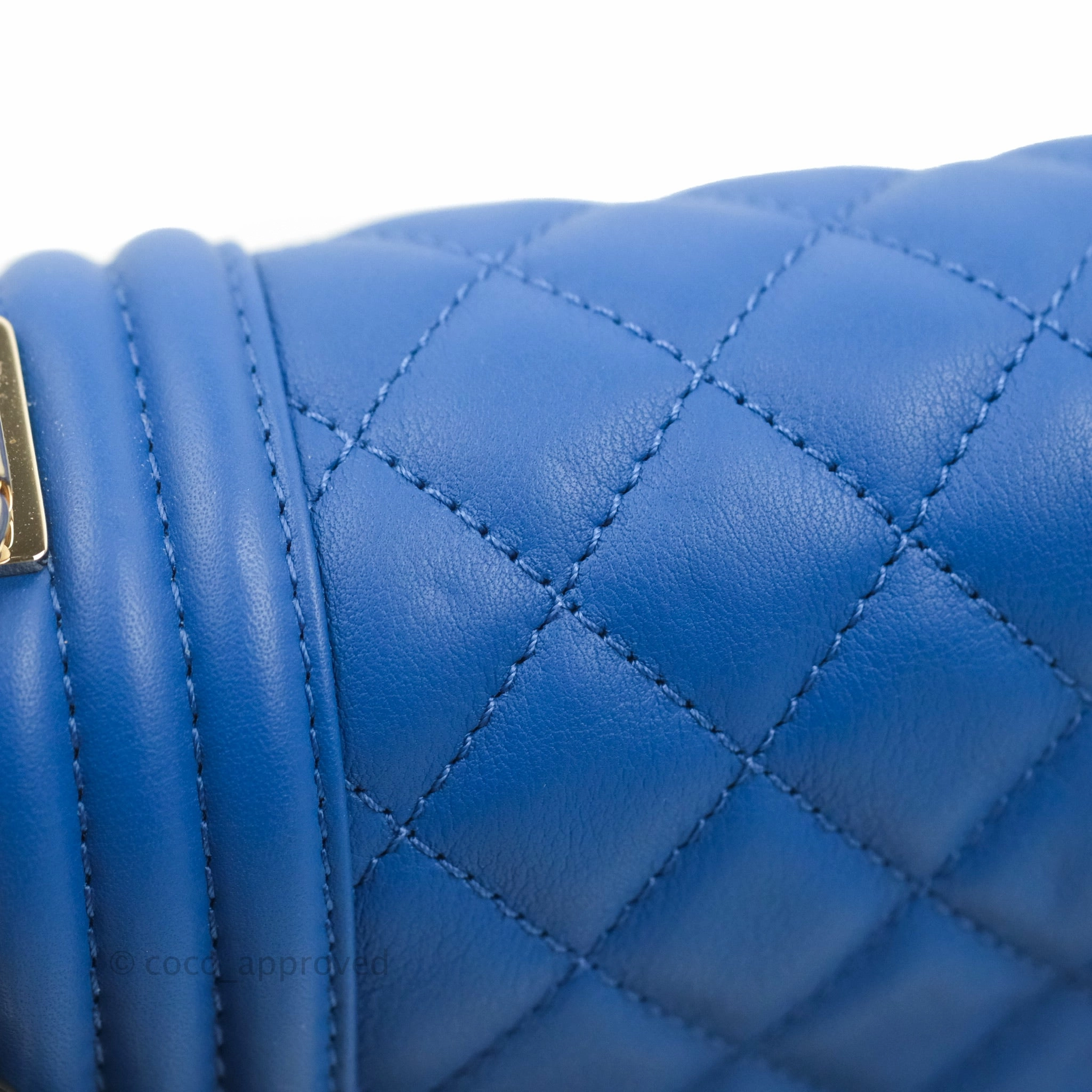 Chanel Quilted Medium Boy Blue Calfskin Gold Hardware