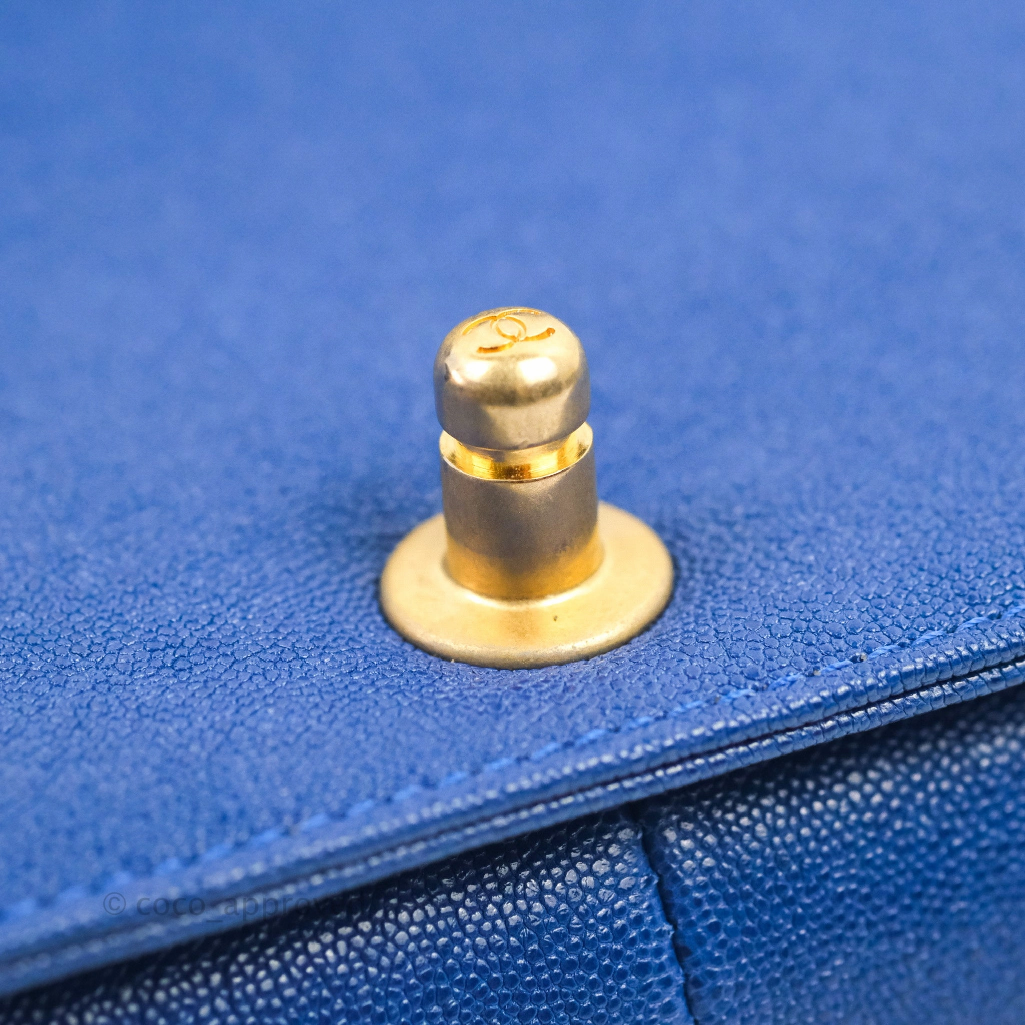 Chanel Quilted Medium Boy Blue Caviar Aged Gold Hardware