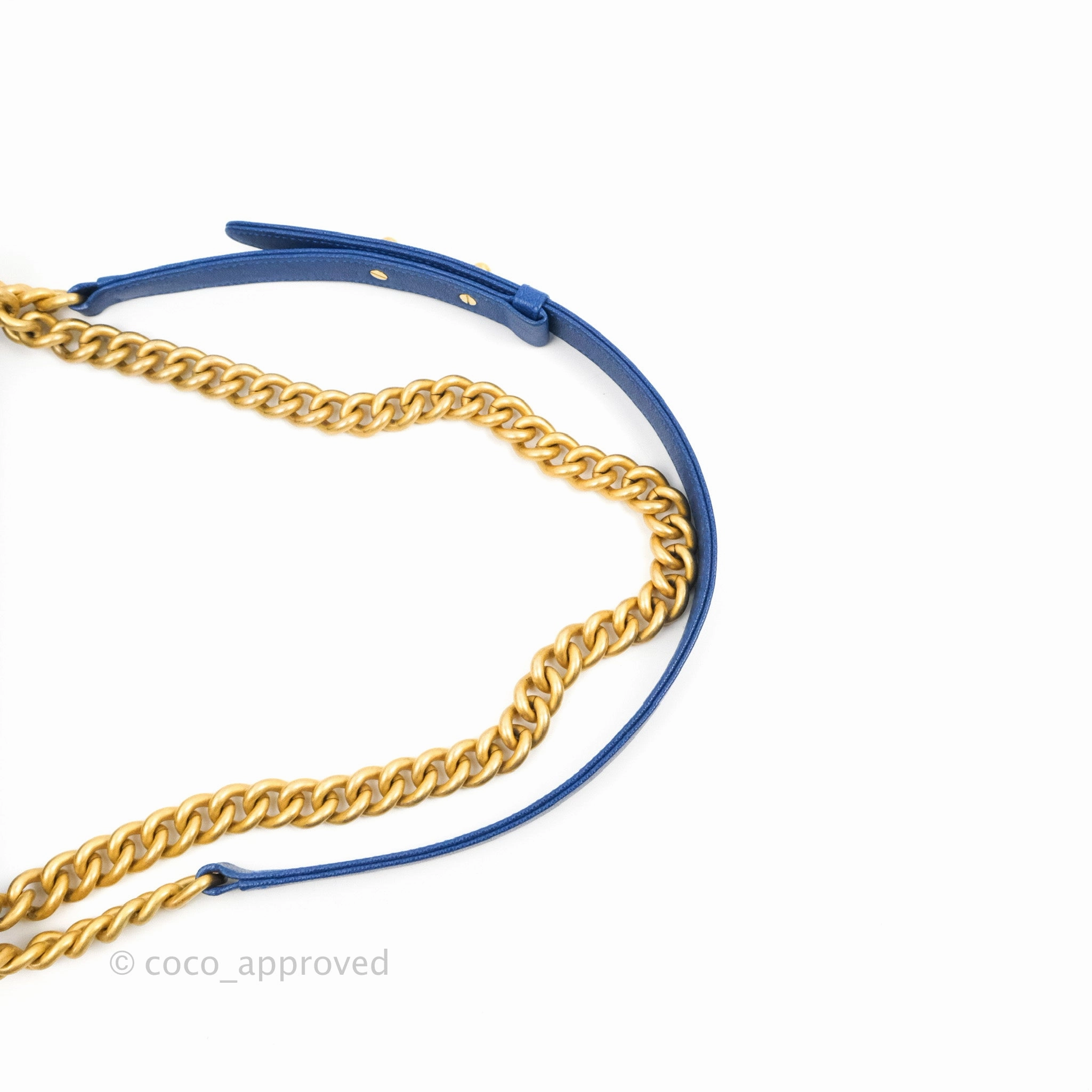 Chanel Quilted Medium Boy Blue Caviar Aged Gold Hardware