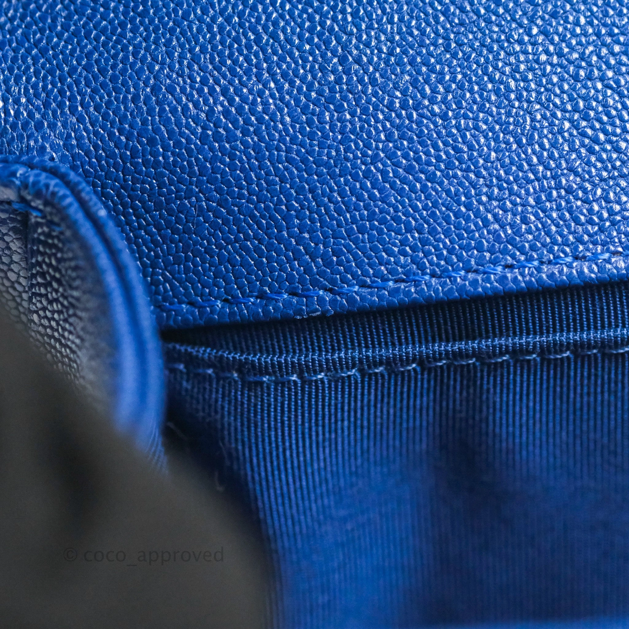 Chanel Quilted Medium Boy Blue Caviar Aged Gold Hardware