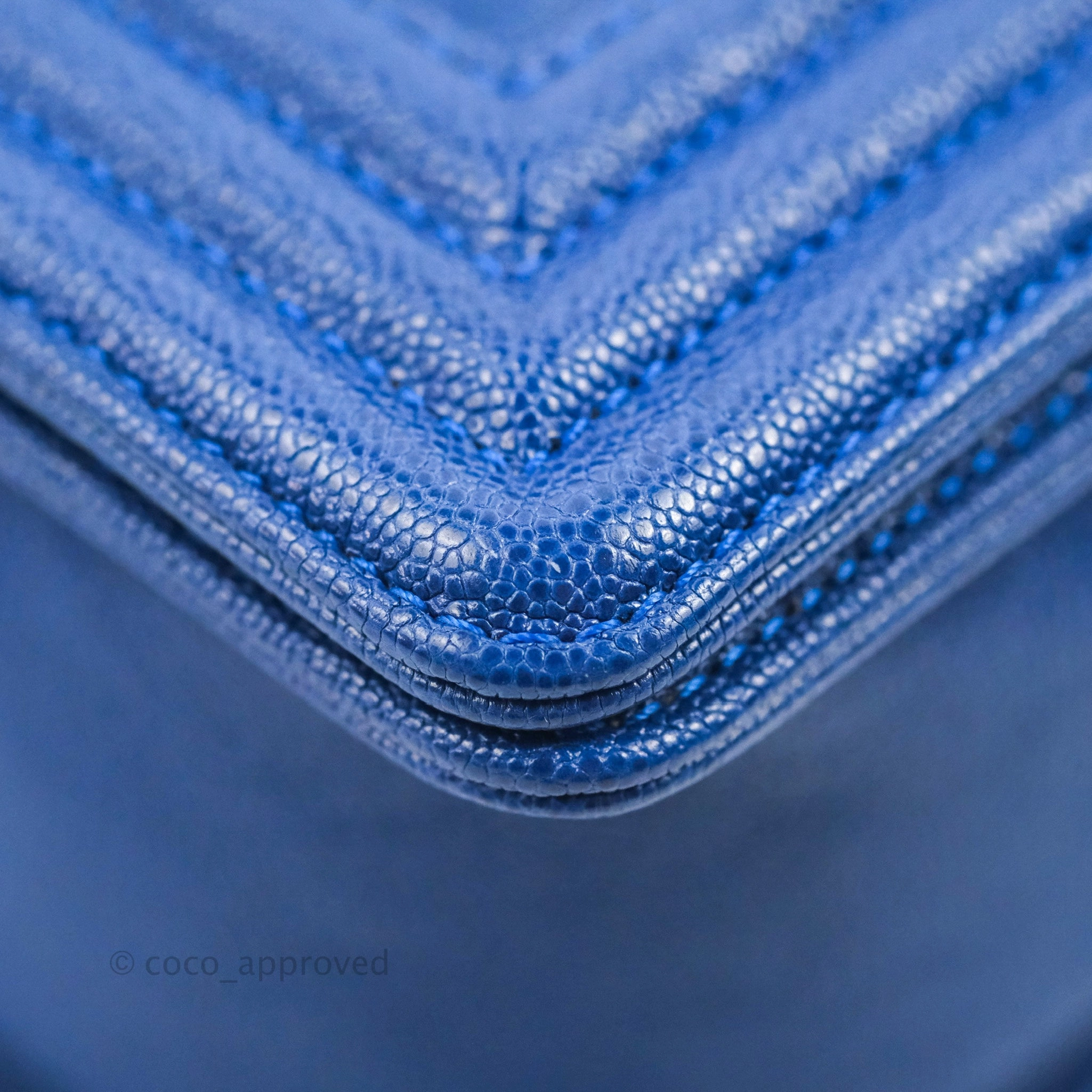 Chanel Quilted Medium Boy Blue Caviar Aged Gold Hardware