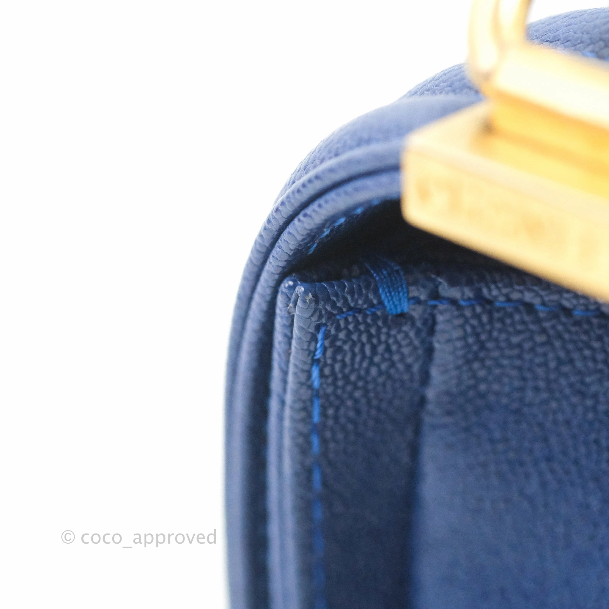 Chanel Quilted Medium Boy Blue Caviar Aged Gold Hardware